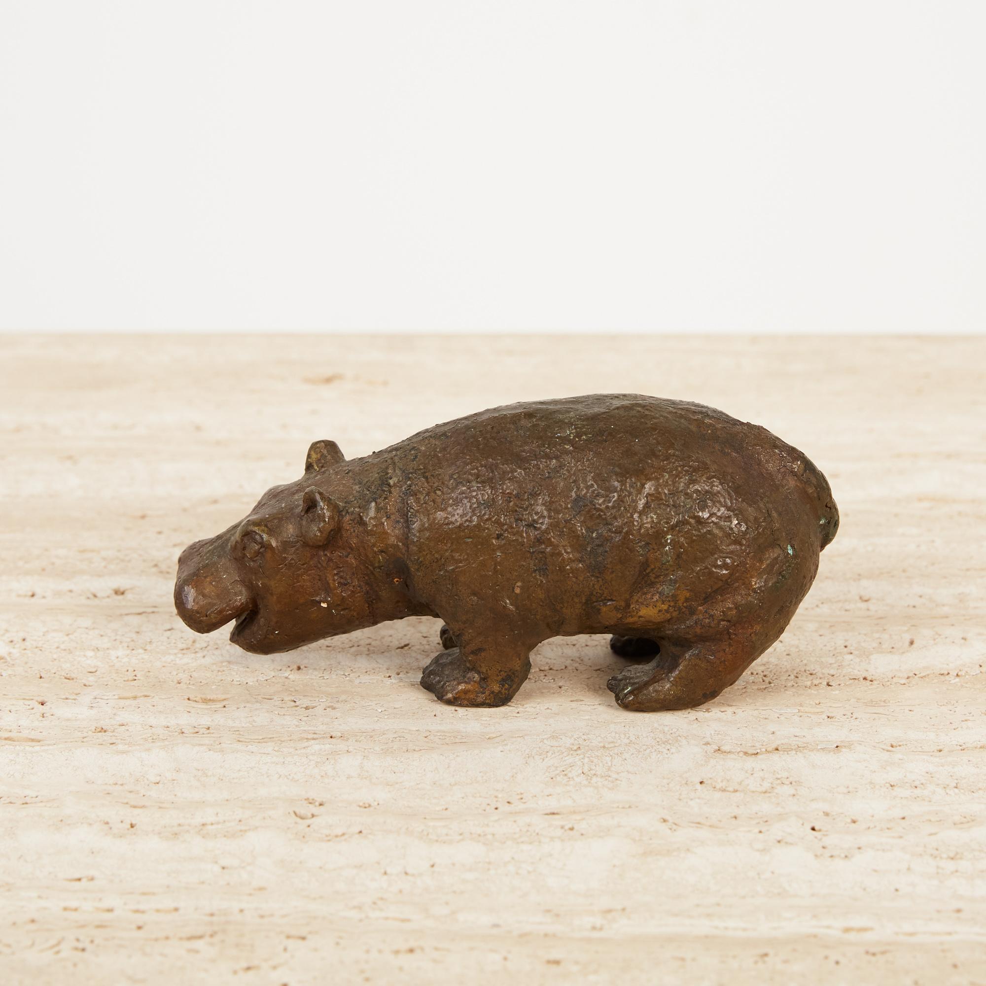 American Cast Bronze Hippo Sculpture