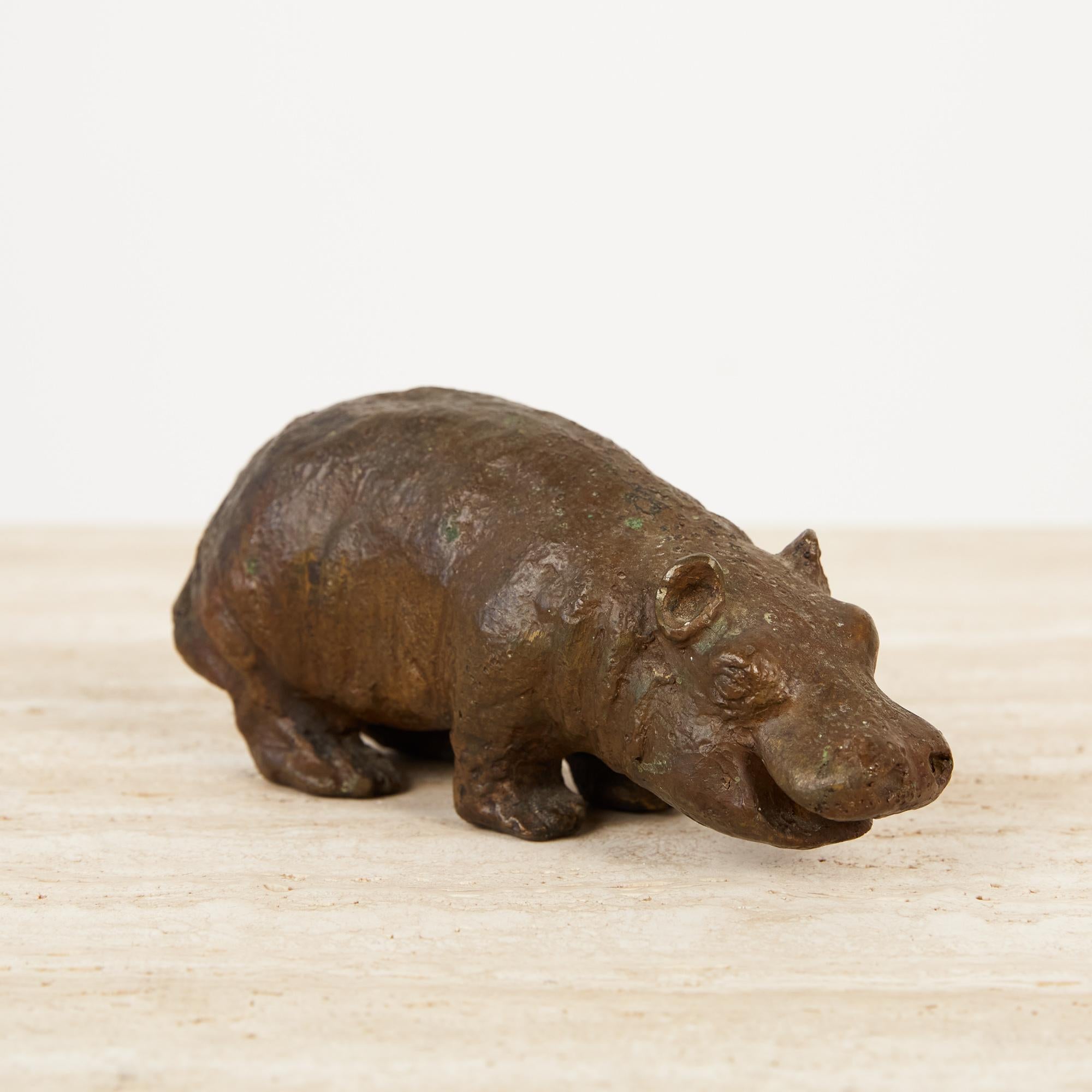 Cast Bronze Hippo Sculpture 1