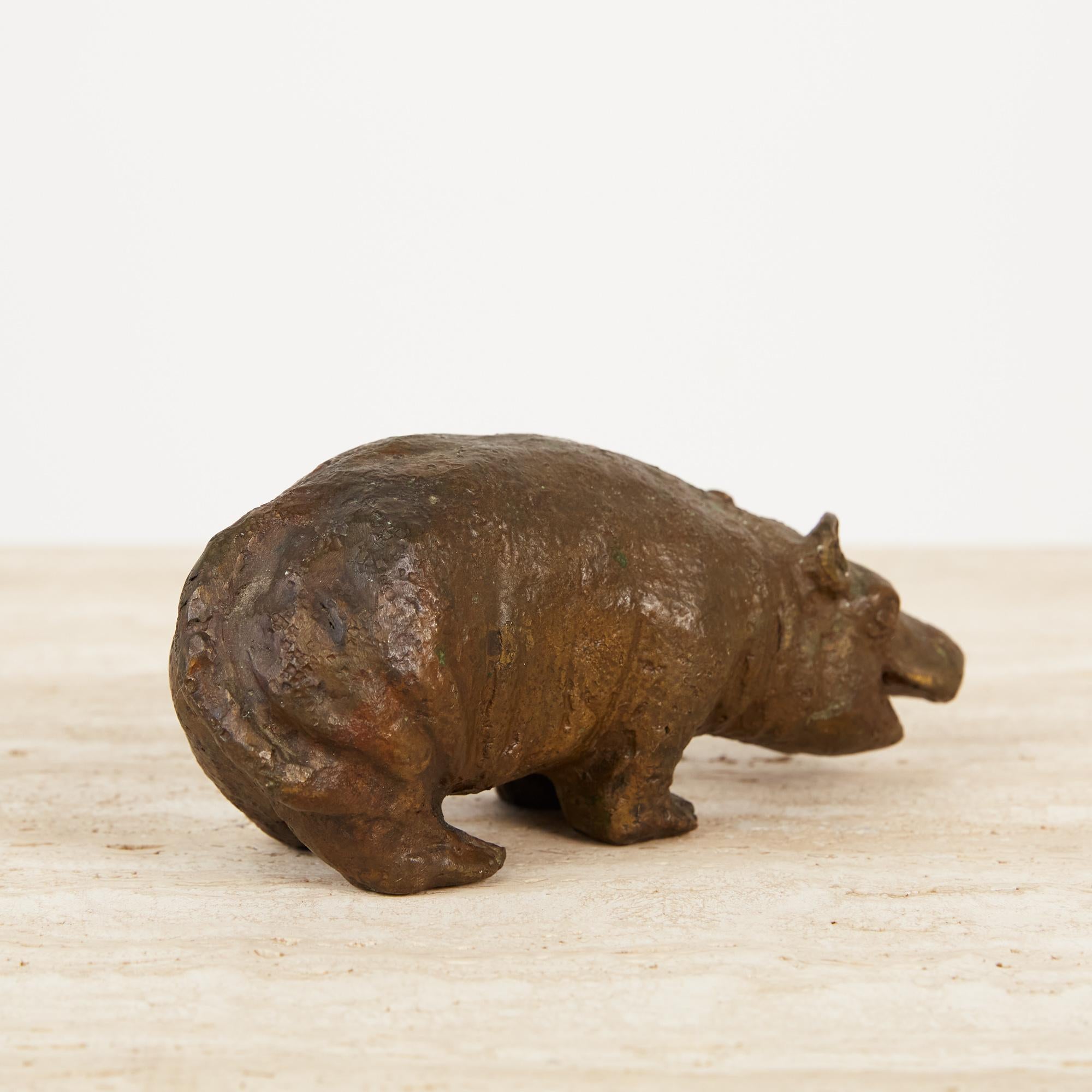Cast Bronze Hippo Sculpture 2