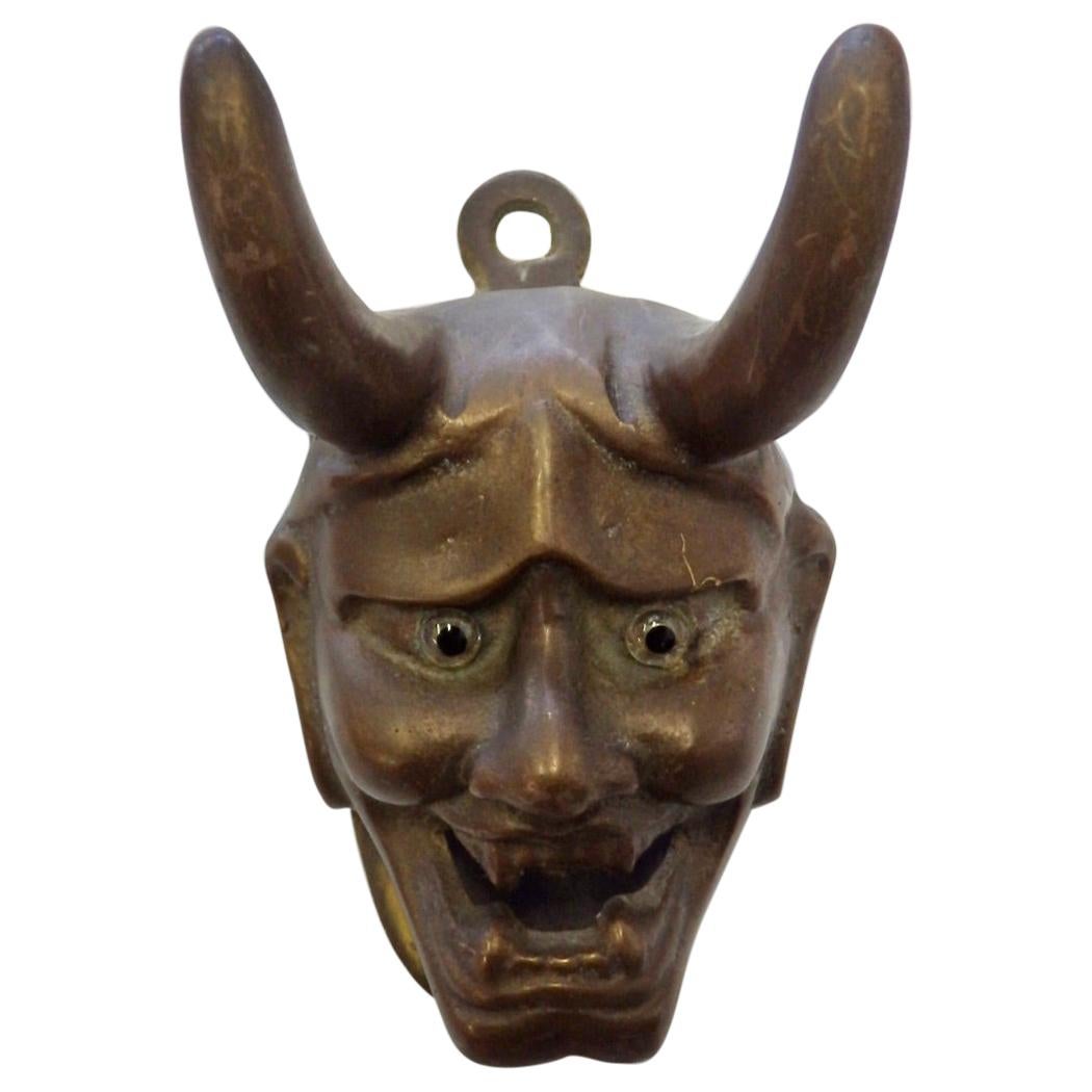 Cast Bronze Horned Glass Eyed Devil or Satan Wall Memo Clip Stamped Arthur Court For Sale