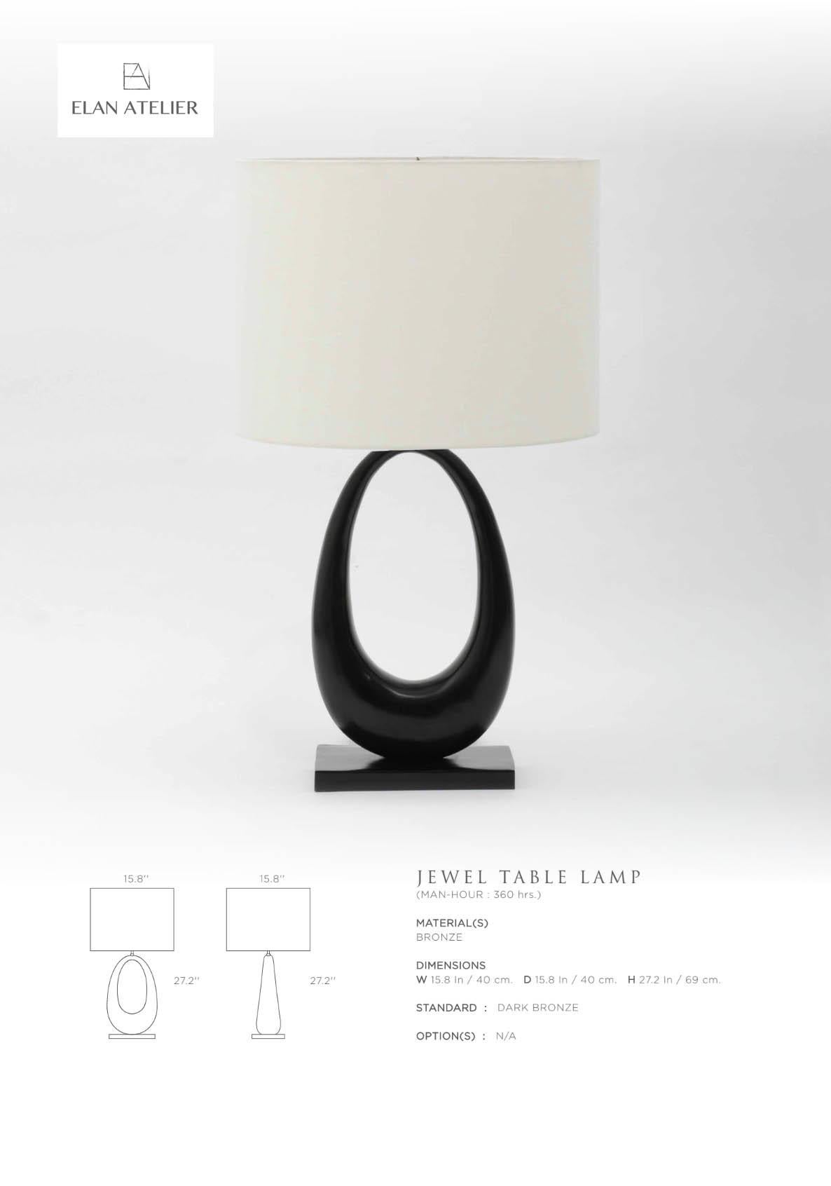 Cast Bronze Jewel Lamp in Antique Gold Finish by Elan Atelier 'Preorder' For Sale 3