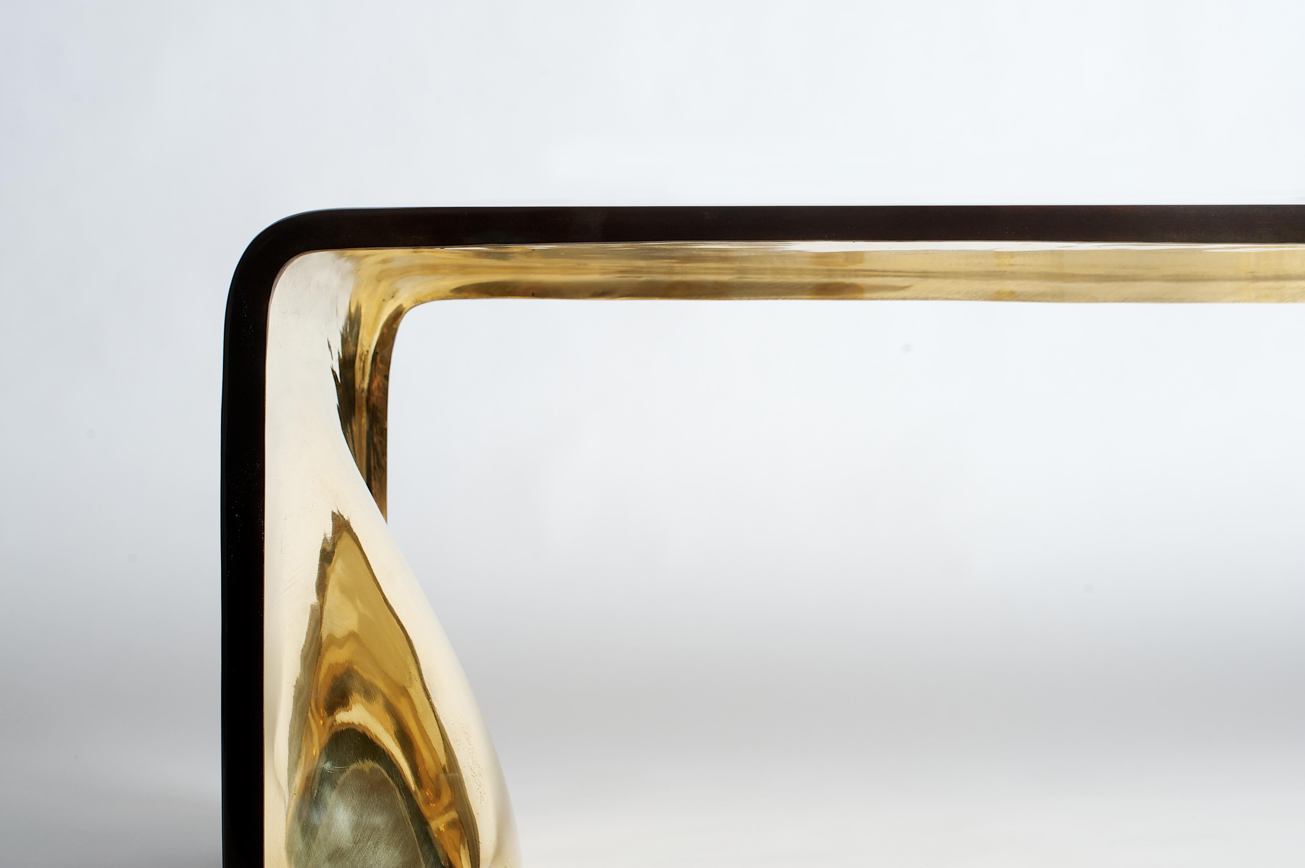 Modern Cast Bronze Khetan Bench with Gold Bronze Interior by Elan Atelier in Stock For Sale