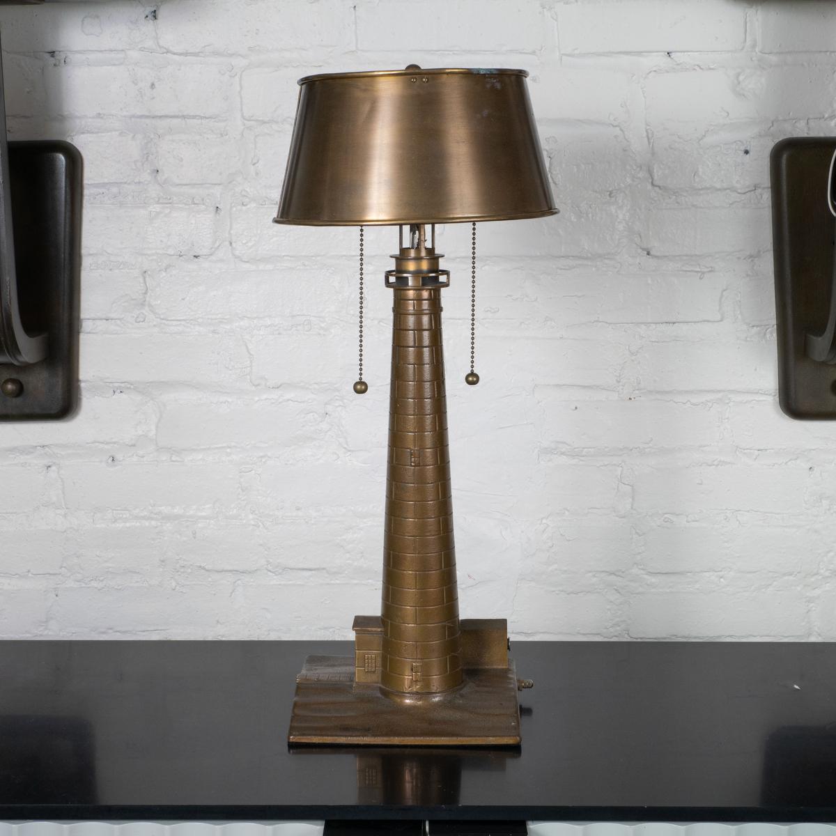 Mid-Century Modern Cast bronze lighthouse table lamp For Sale