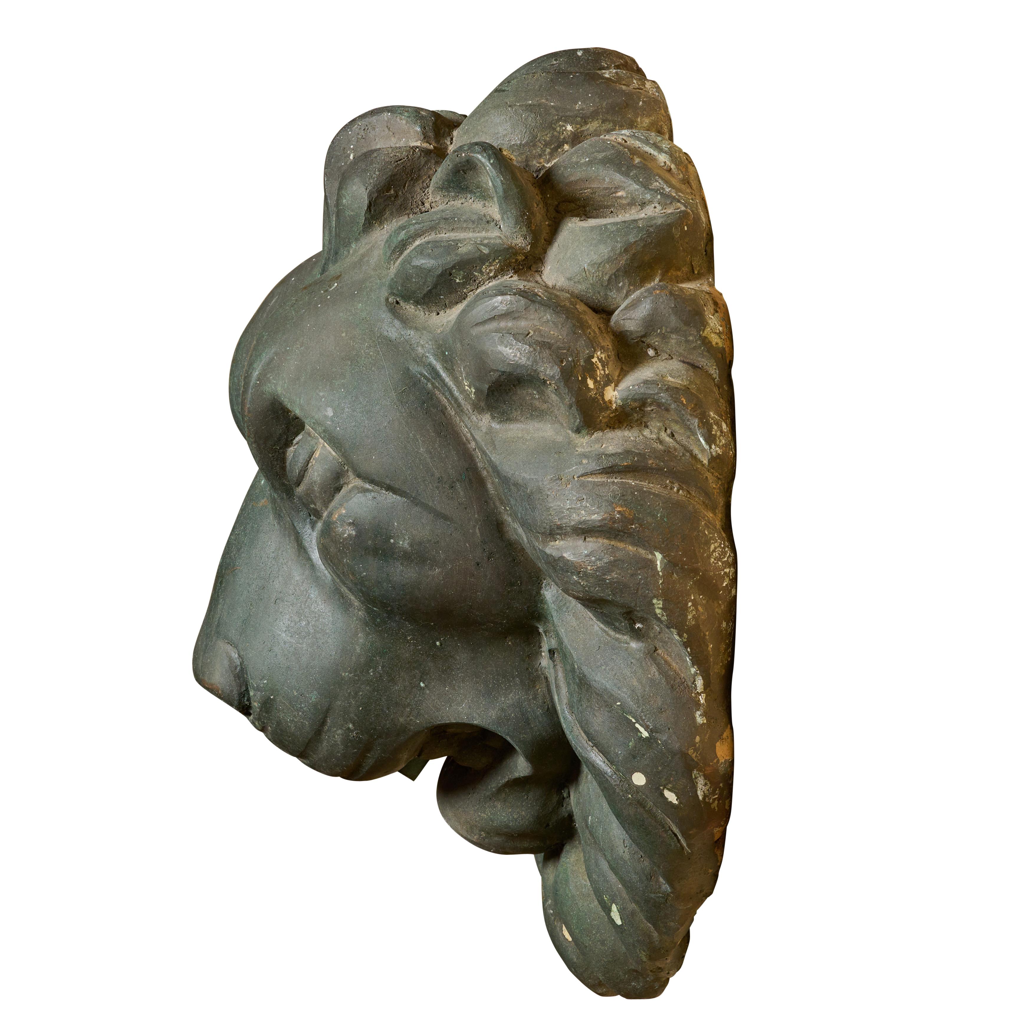 Cast Bronze Lion Fountain Head In Good Condition In Chicago, IL