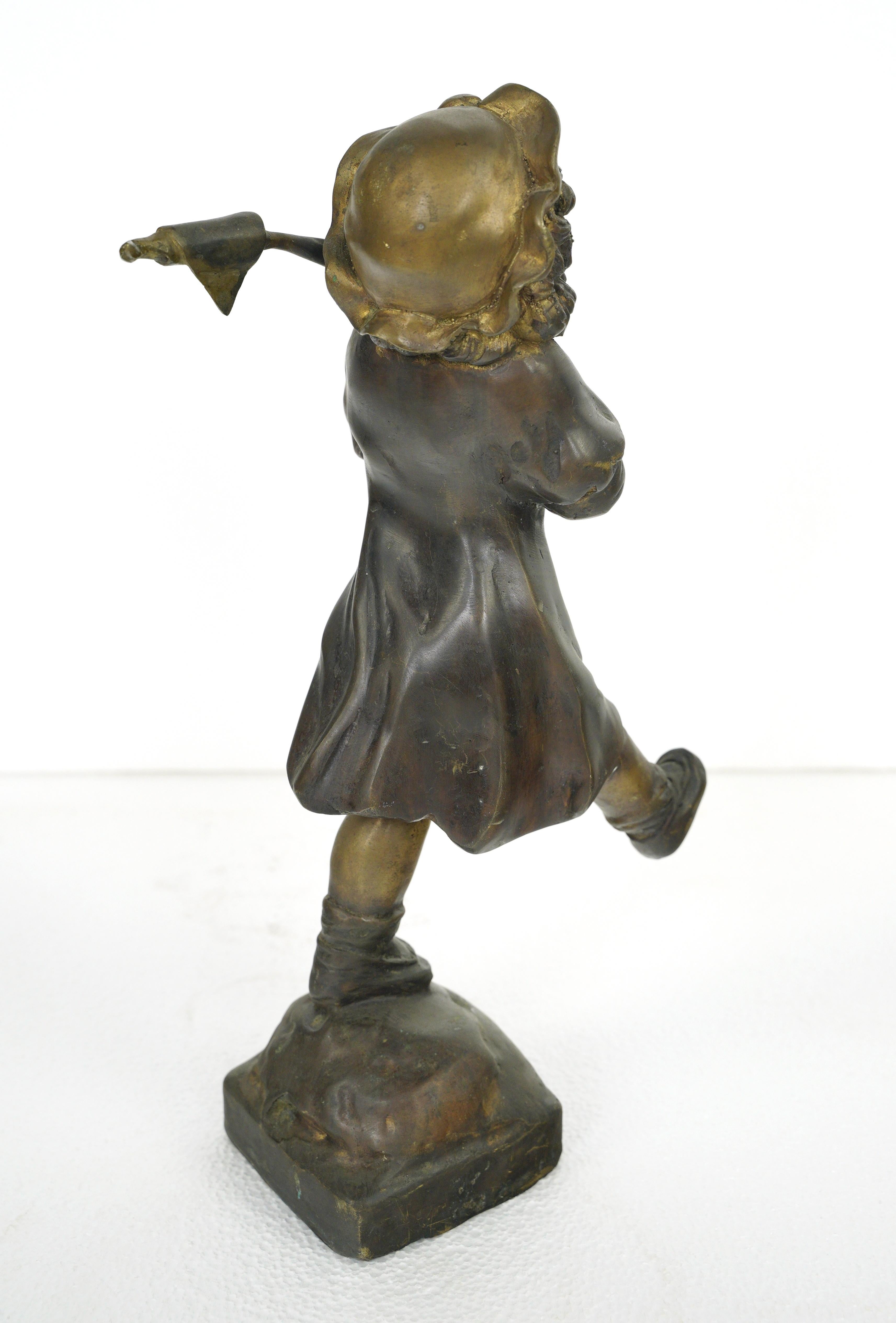 Cast Bronze Marching Girl with Flag Statue For Sale 9