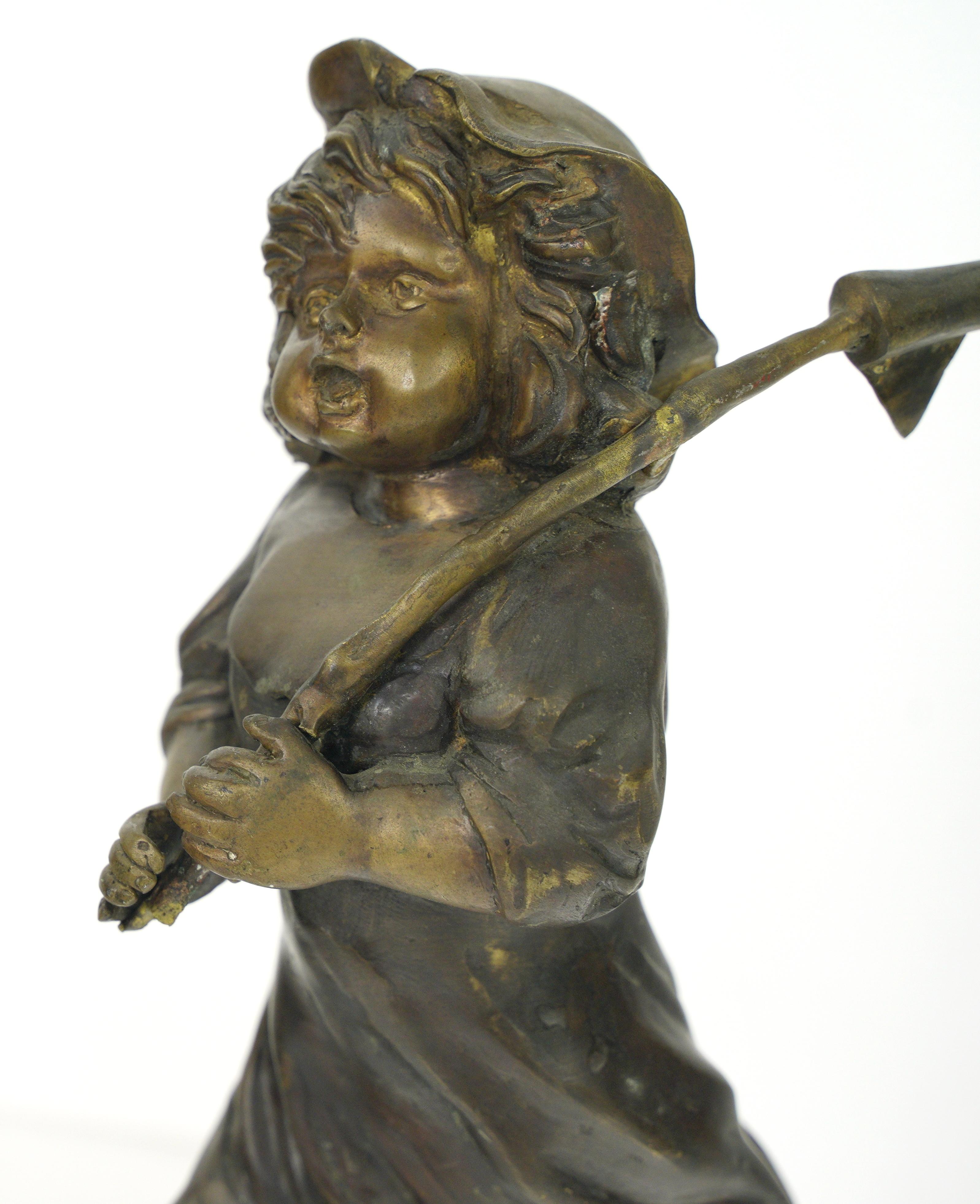 Cast Bronze Marching Girl with Flag Statue For Sale 5