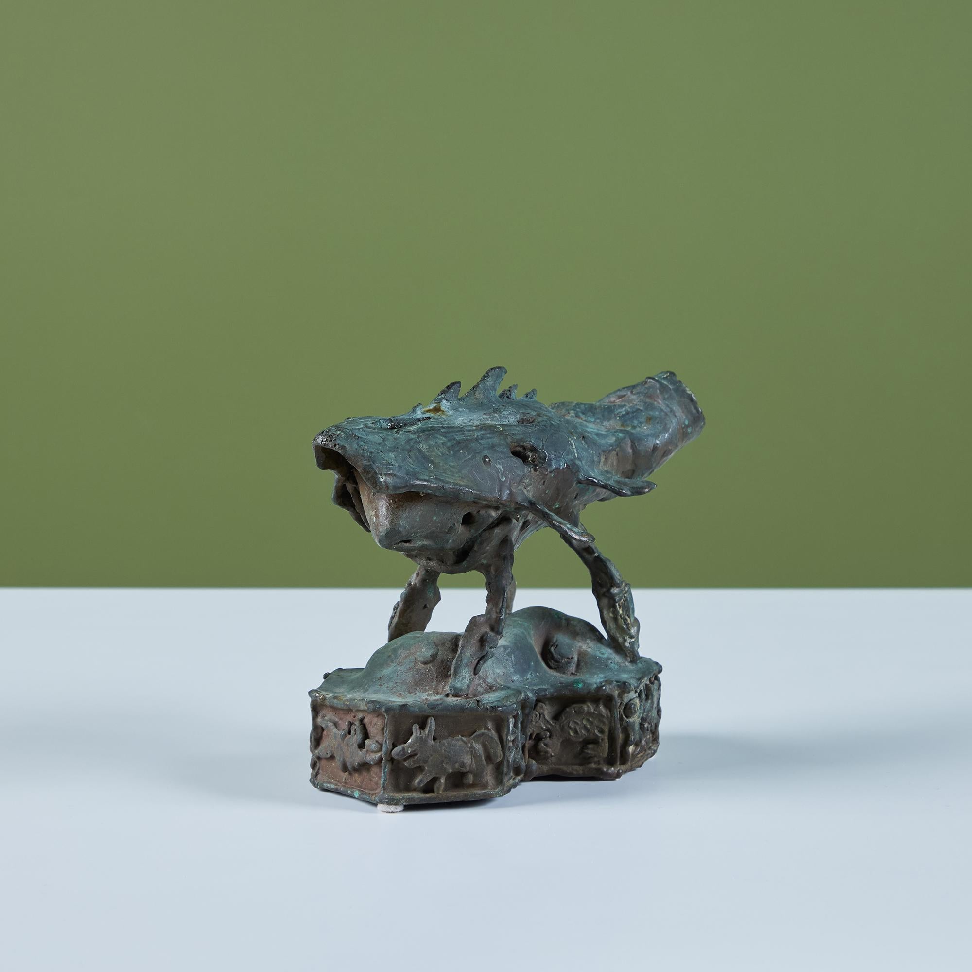 20th Century Cast Bronze 'Megalodon' Sculpture by J. Dale M'Hall For Sale