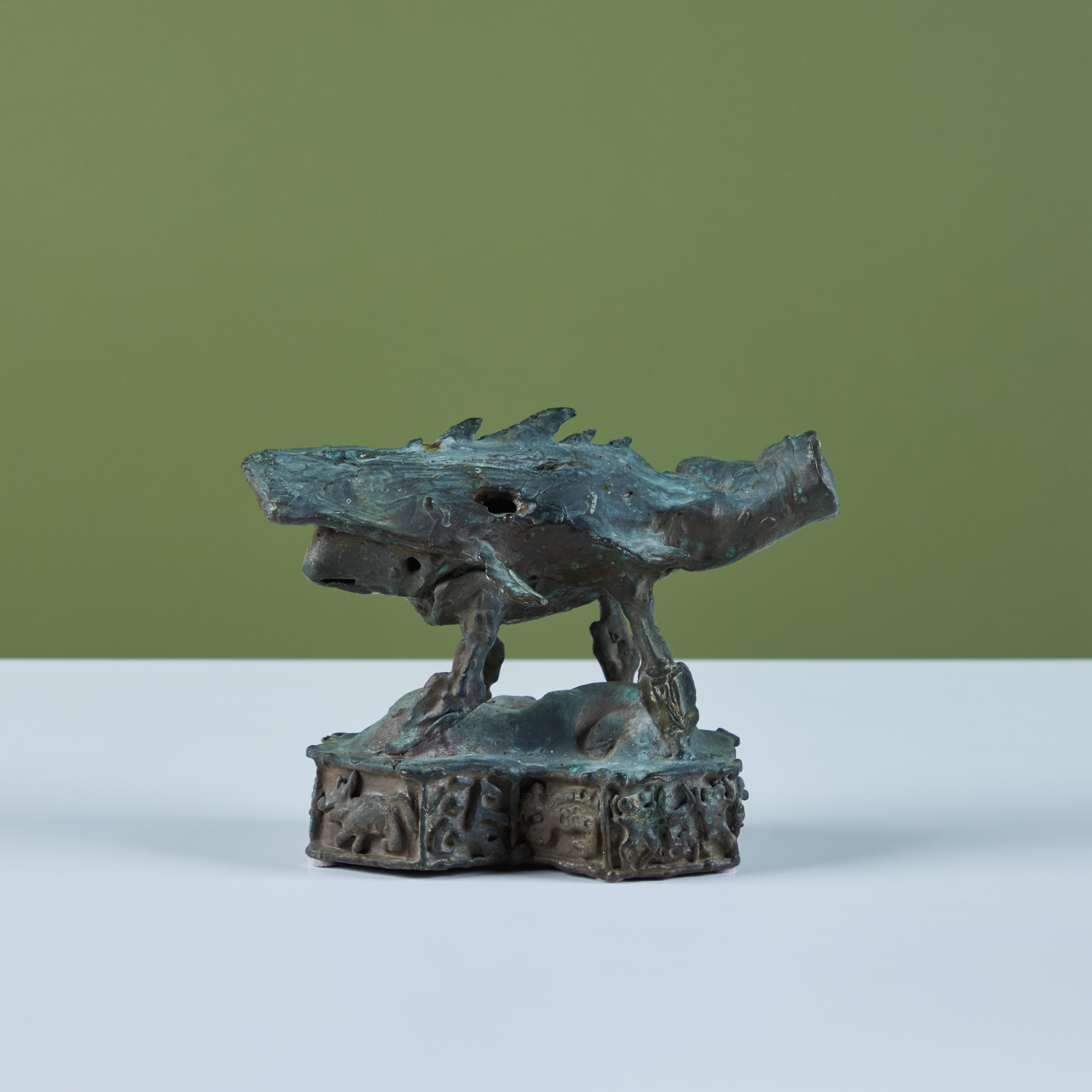 Cast Bronze 'Megalodon' Sculpture by J. Dale M'Hall For Sale 1