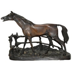 Retro Cast Bronze Metal Horse with Rambling Fence