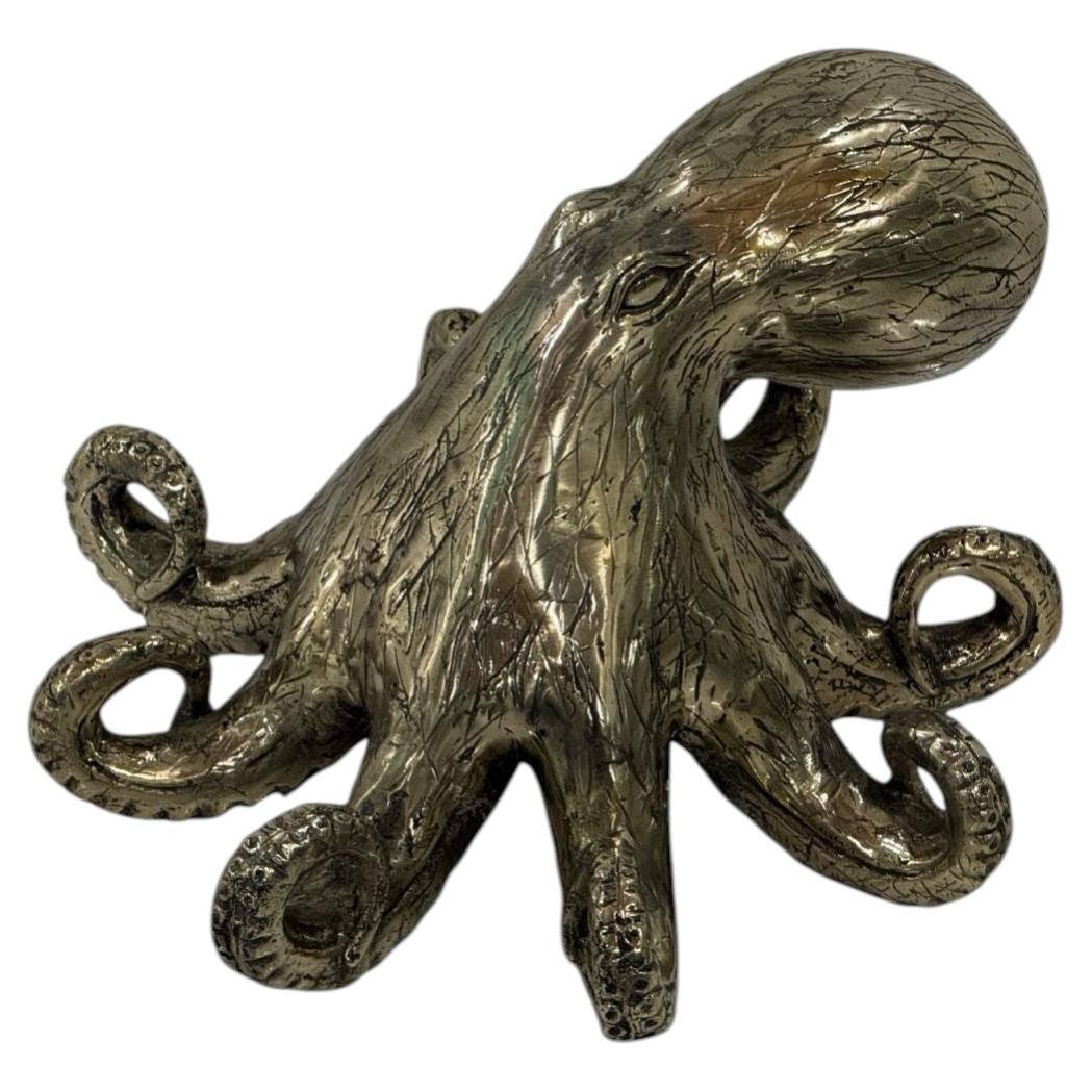 Cast Bronze Octopus Sculpture — Fluid Marine Form with Textural Patina