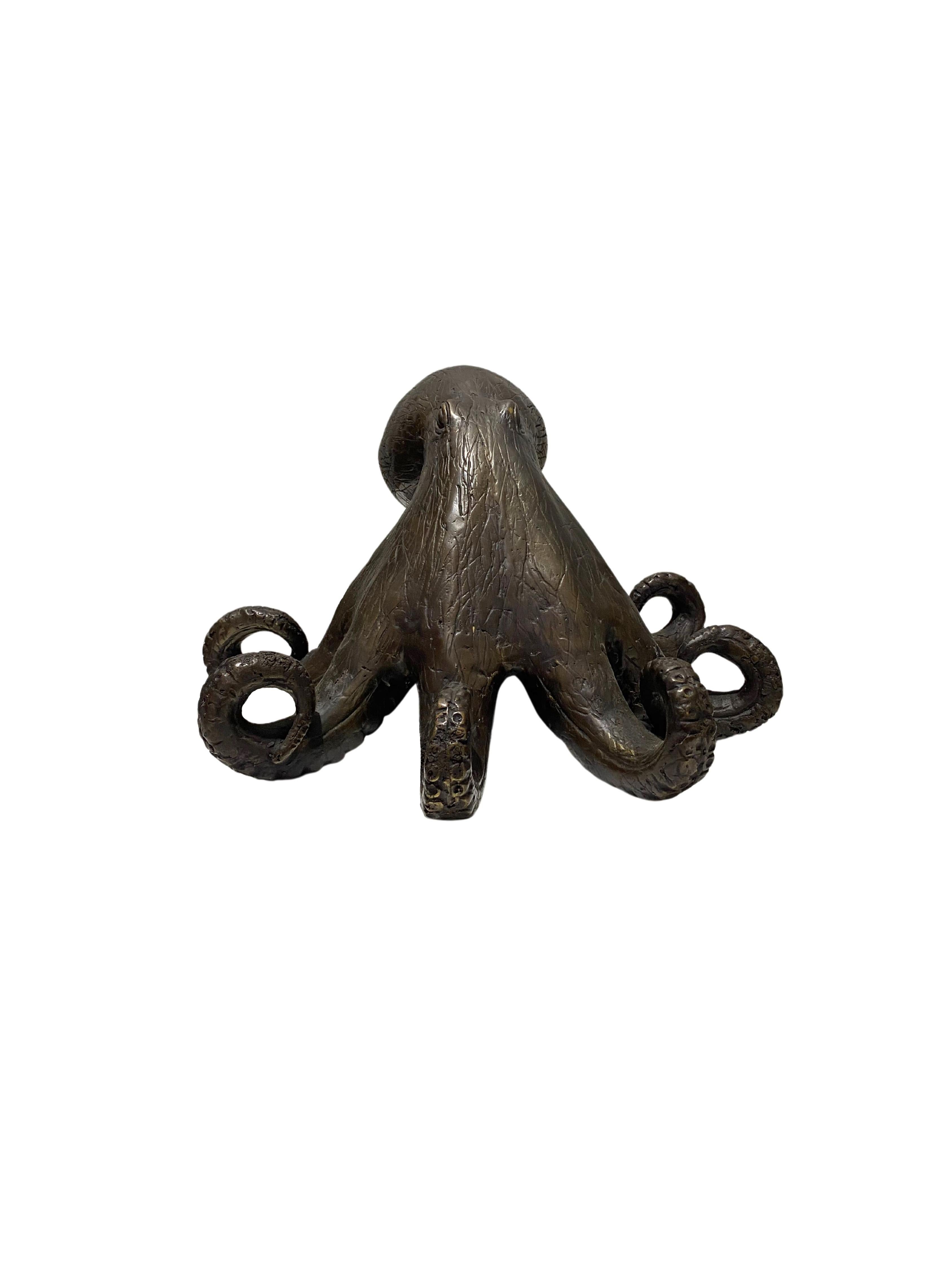 Indonesian Cast Bronze Octopus Sculpture For Sale