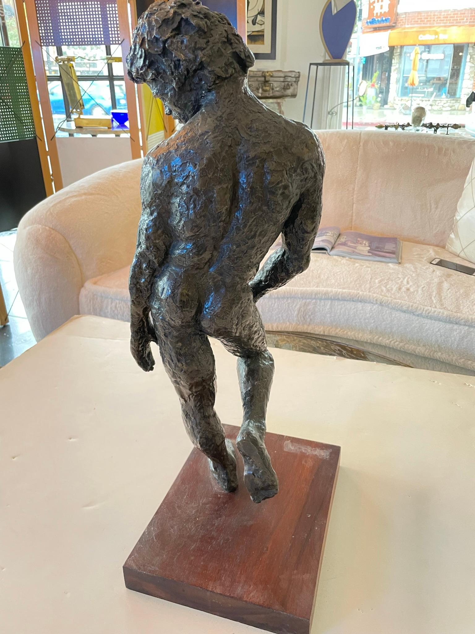 Solid Bronze Antinous Sculpture In Good Condition For Sale In Los Angeles, CA
