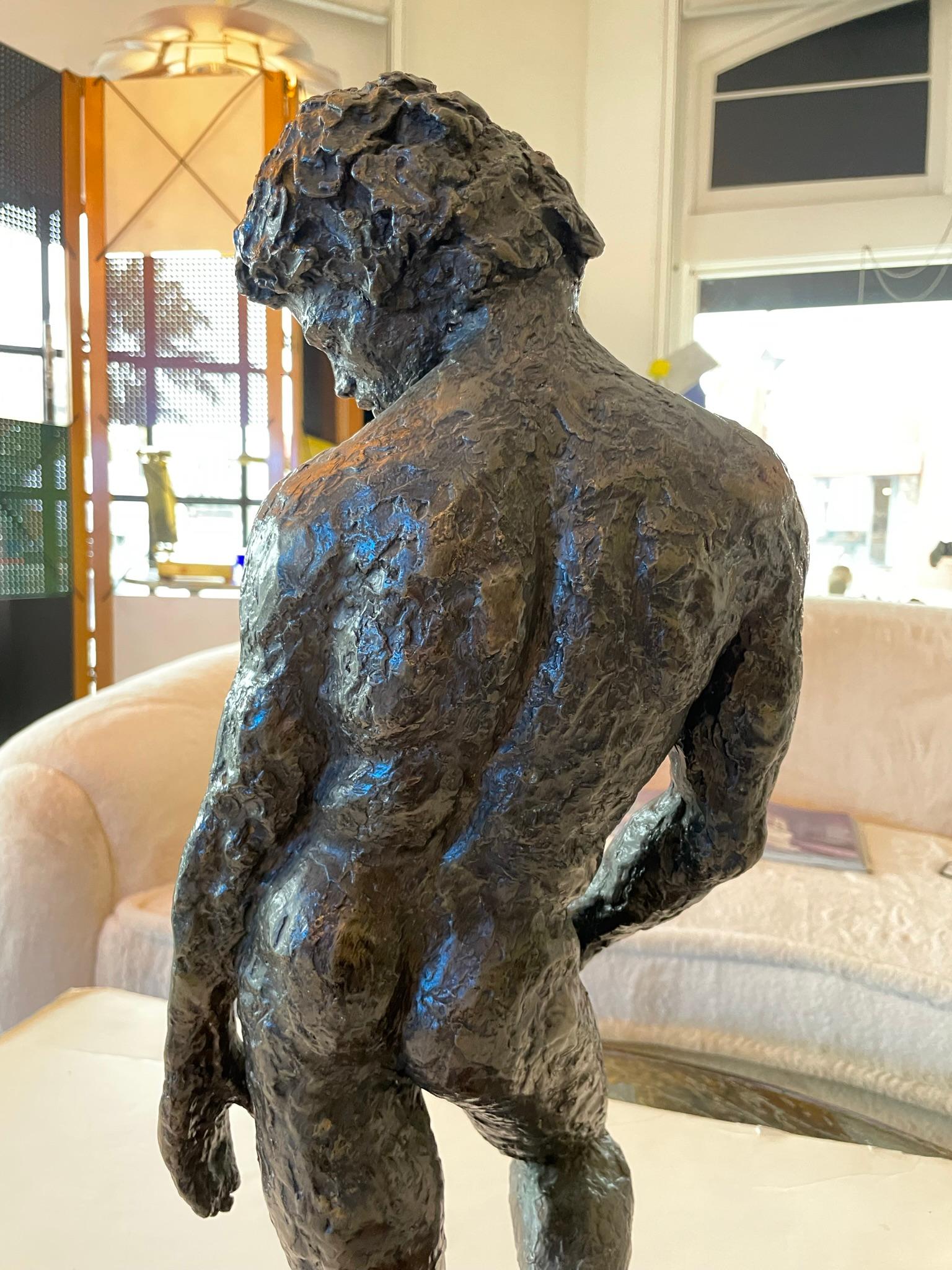 20th Century Solid Bronze Antinous Sculpture
