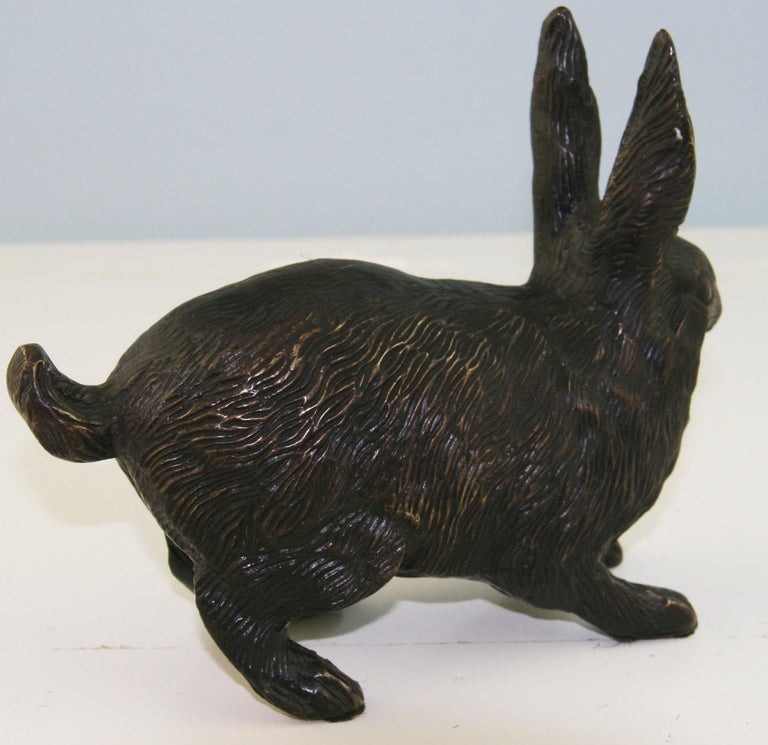 Japanese Cast Bronze Rabbit Sculpture at 1stDibs