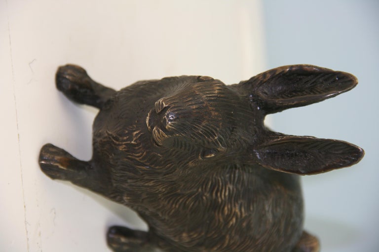 Japanese Cast Bronze Rabbit Sculpture at 1stDibs
