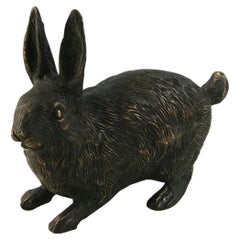 Japanese Cast Bronze Rabbit Sculpture
