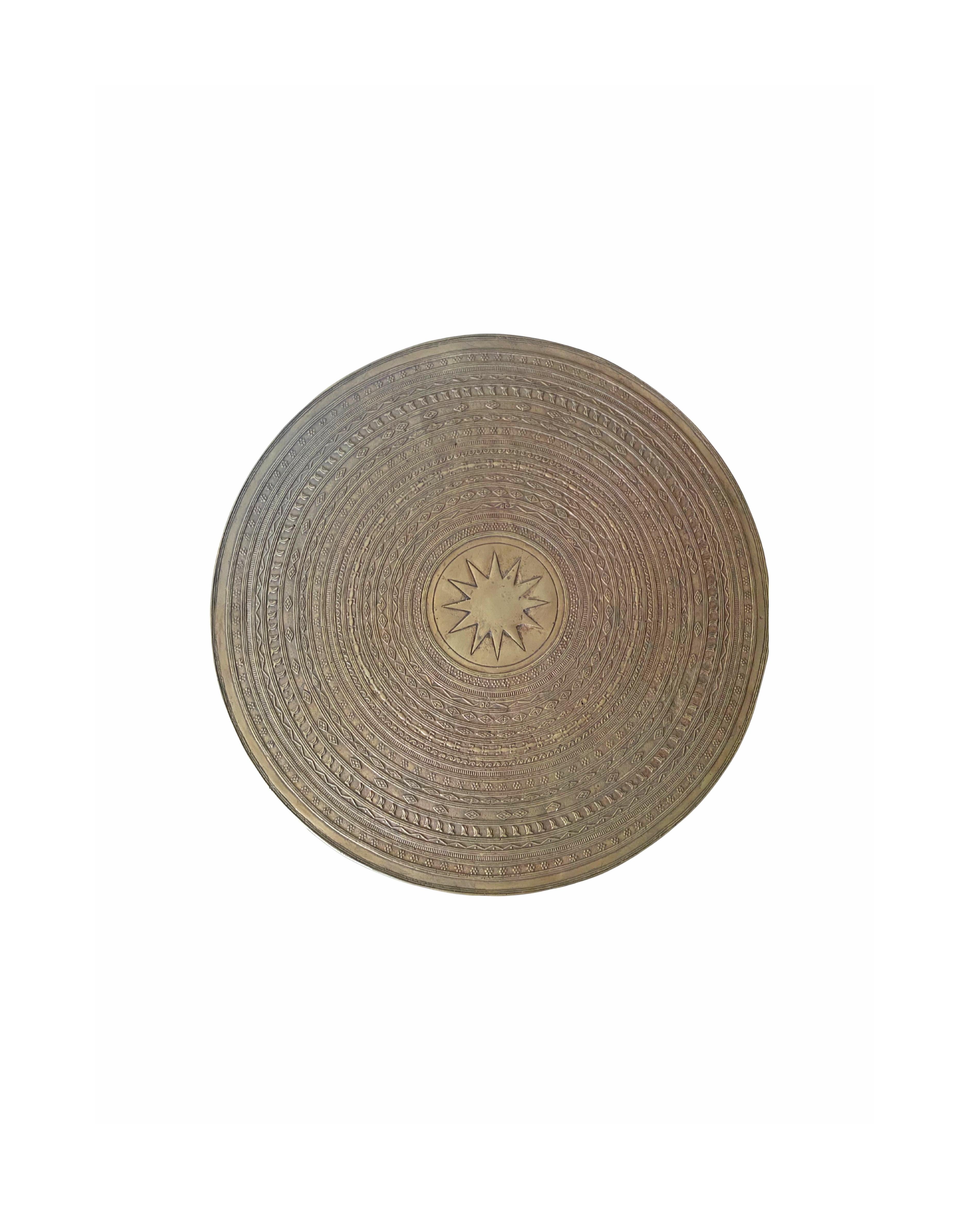 Contemporary Cast Bronze Rain Drum with Elaborate Detail, Light Finish For Sale