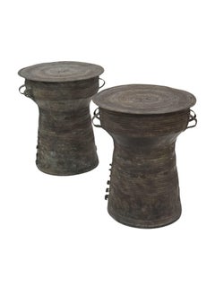 Cast Bronze Rain Drum with Elaborate Detail Patina Finish