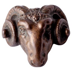 Cast Bronze Ram's Head Furniture/Architectural Mount