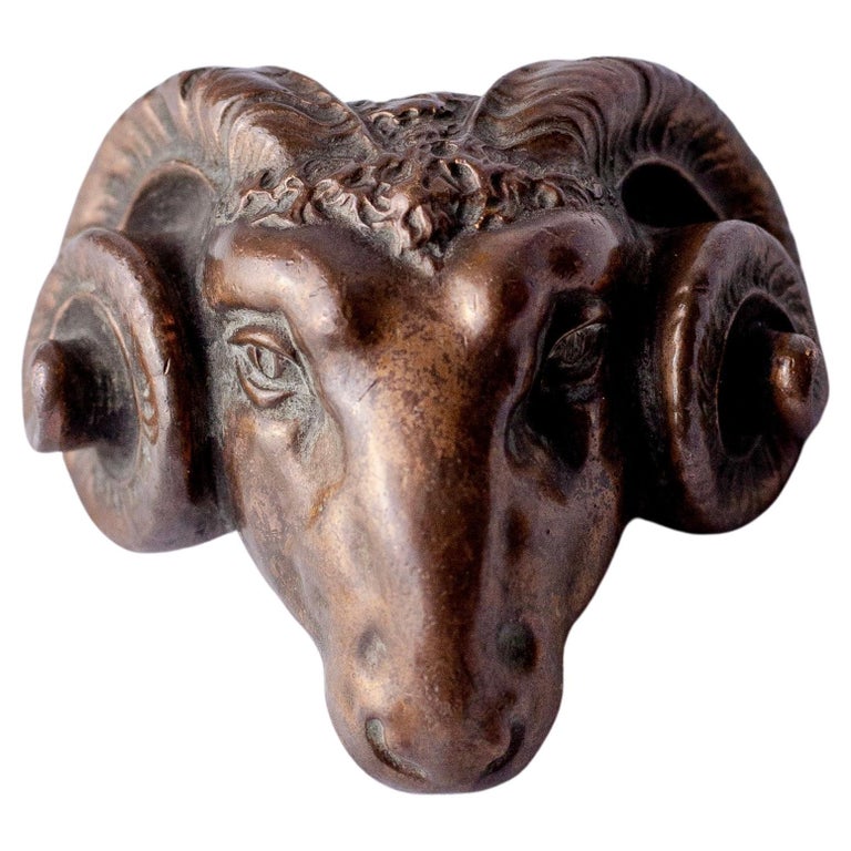 Heurtoir De Porte Rustique - Tête De Bélier En Fer Forgé - Déco Vintage - Ferme