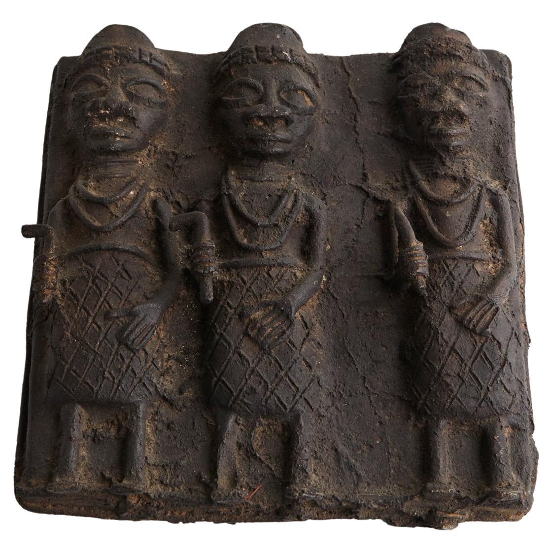 Cast Bronze Relief Plaque from Benin, 1950s For Sale