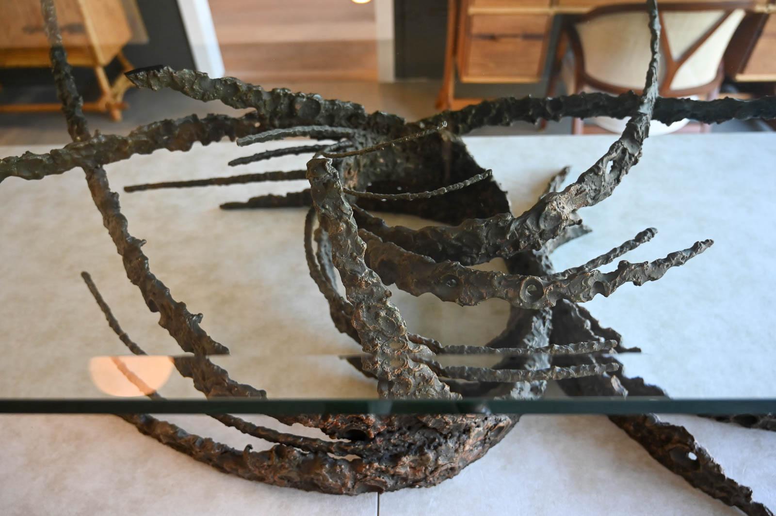 Cast Bronze Sculptural Brutalist Coffee Table by Daniel Gluck, ca. 1970 For Sale 7