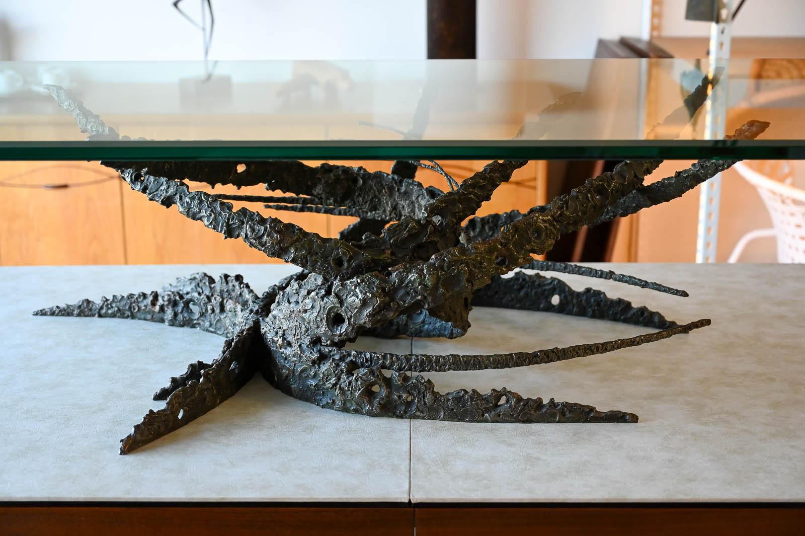 American Cast Bronze Sculptural Brutalist Coffee Table by Daniel Gluck, ca. 1970 For Sale