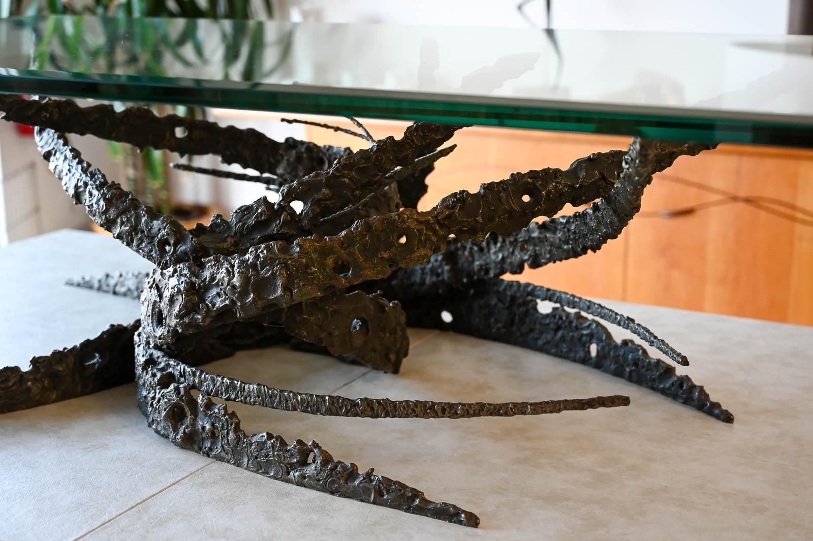Cast Bronze Sculptural Brutalist Coffee Table by Daniel Gluck, ca. 1970 In Good Condition For Sale In Costa Mesa, CA