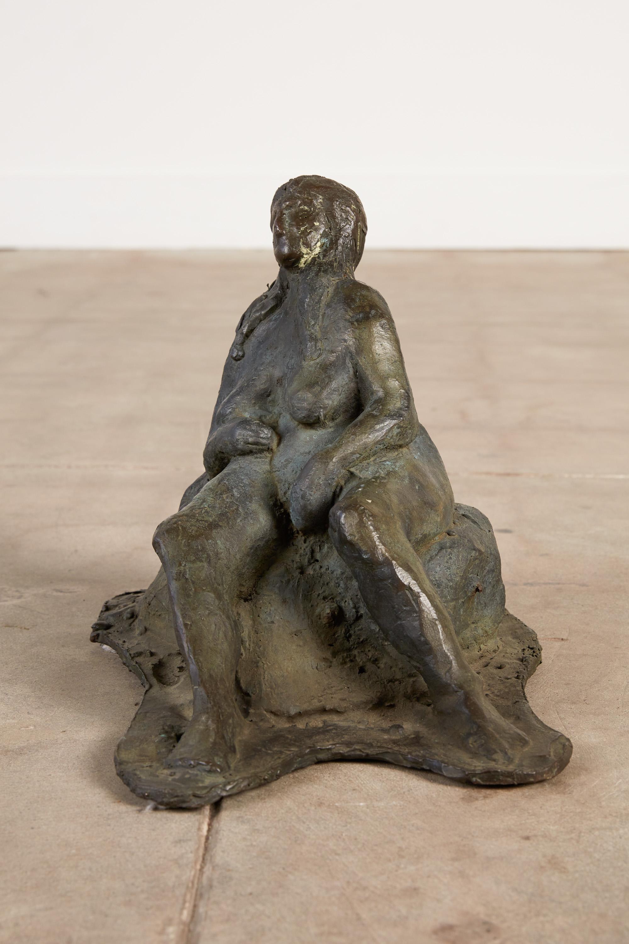Modern Cast Bronze Sculpture of Lounging Woman For Sale