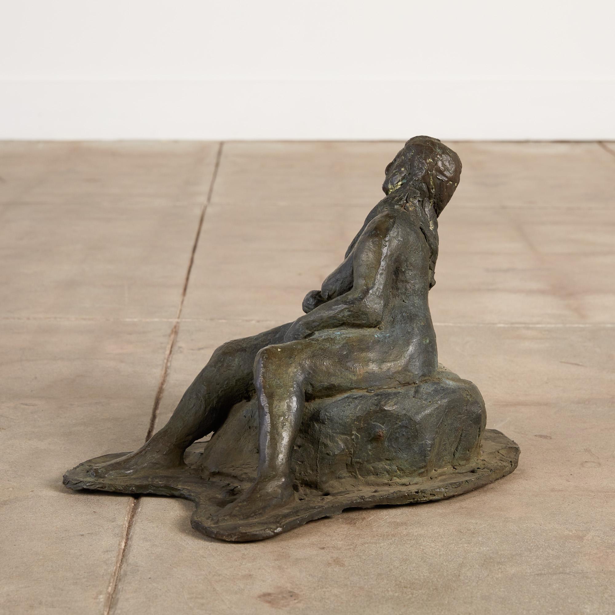 Cast Bronze Sculpture of Lounging Woman In Excellent Condition For Sale In Los Angeles, CA