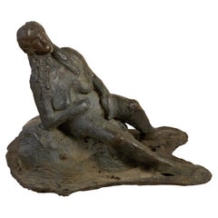 Cast Bronze Sculpture of Lounging Woman