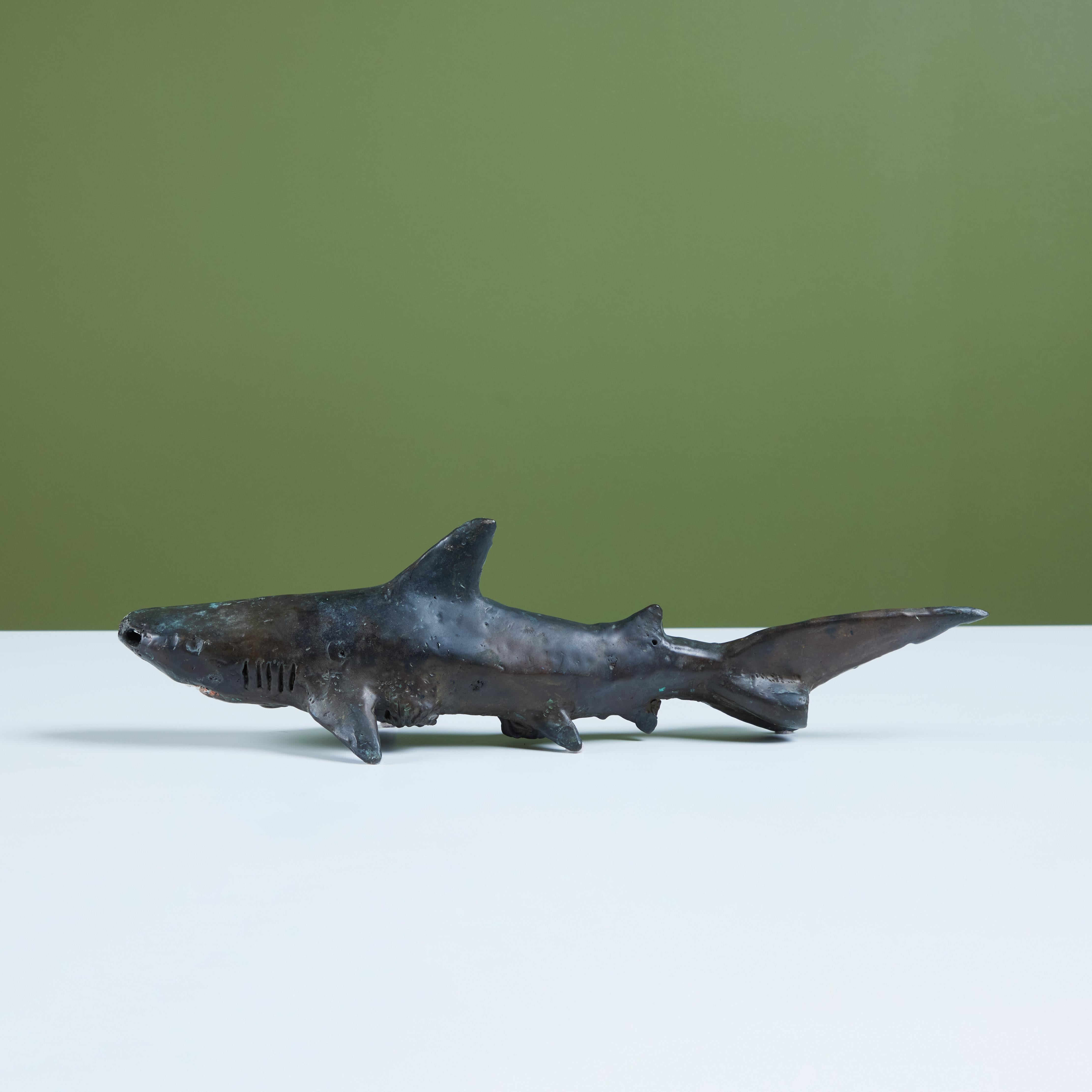 American Cast Bronze Shark Sculpture by J. Dale M'Hall For Sale