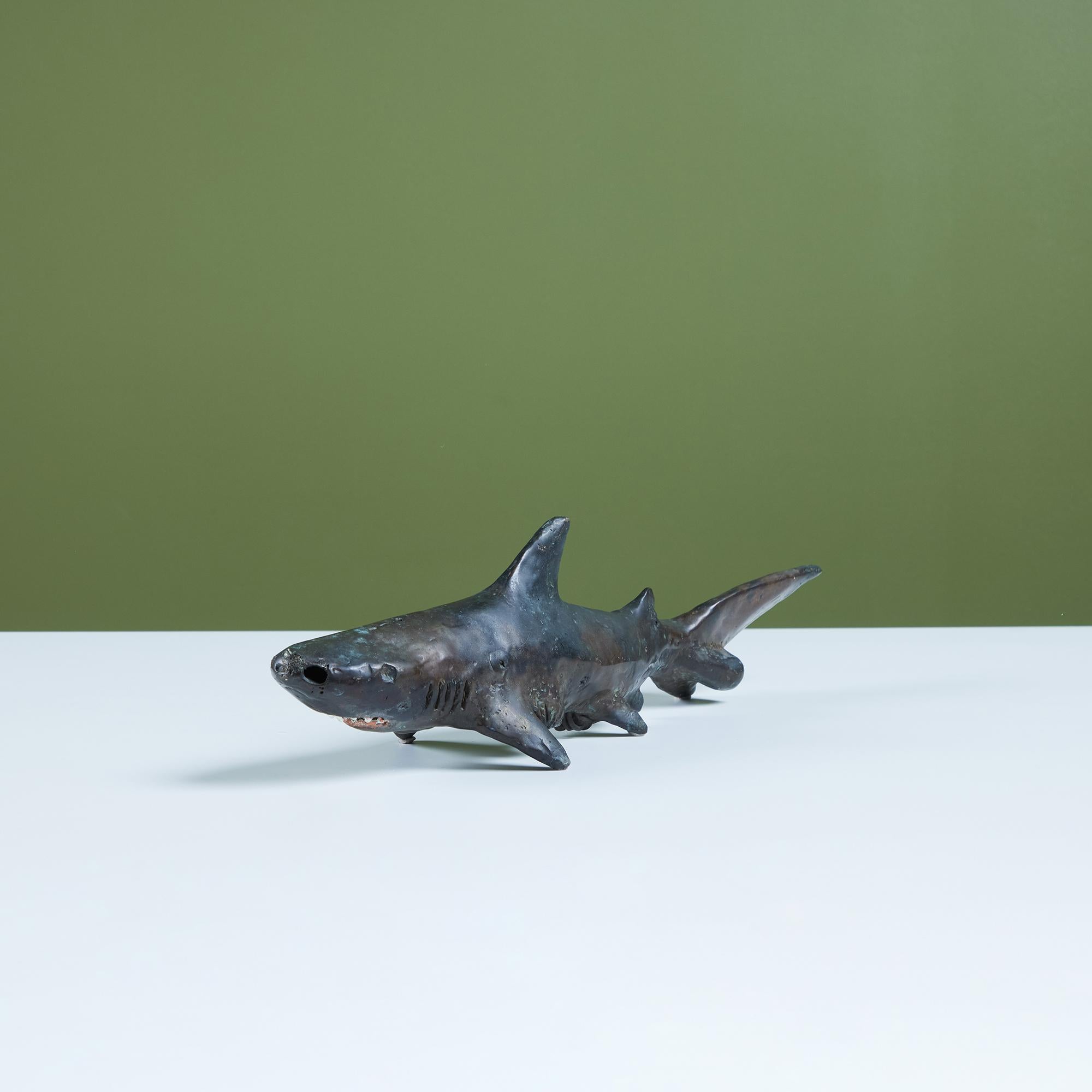 Cast Bronze Shark Sculpture by J. Dale M'Hall In Excellent Condition For Sale In Los Angeles, CA