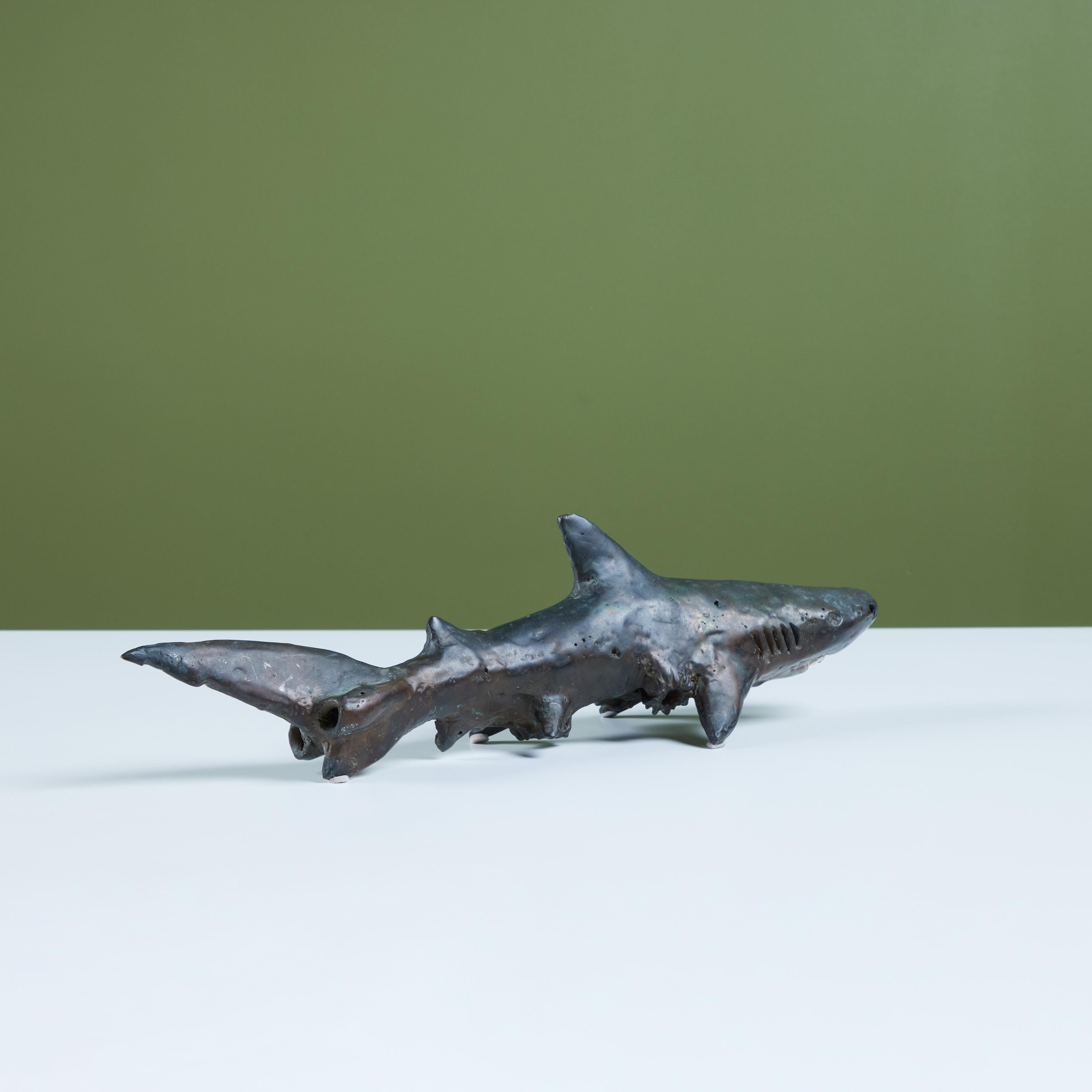 Cast Bronze Shark Sculpture by J. Dale M'Hall For Sale 1