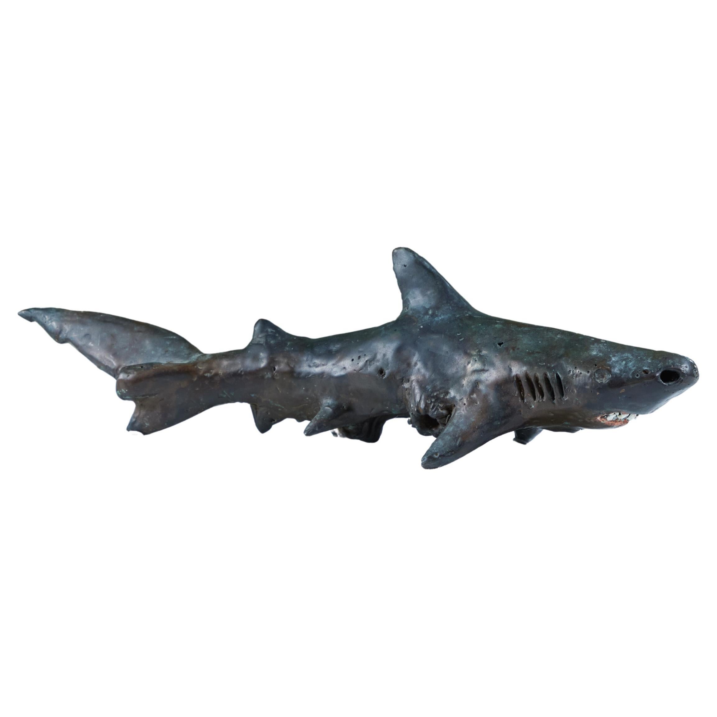 Cast Bronze Shark Sculpture by J. Dale M'Hall For Sale