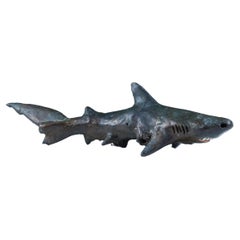 Vintage Cast Bronze Shark Sculpture by J. Dale M'Hall
