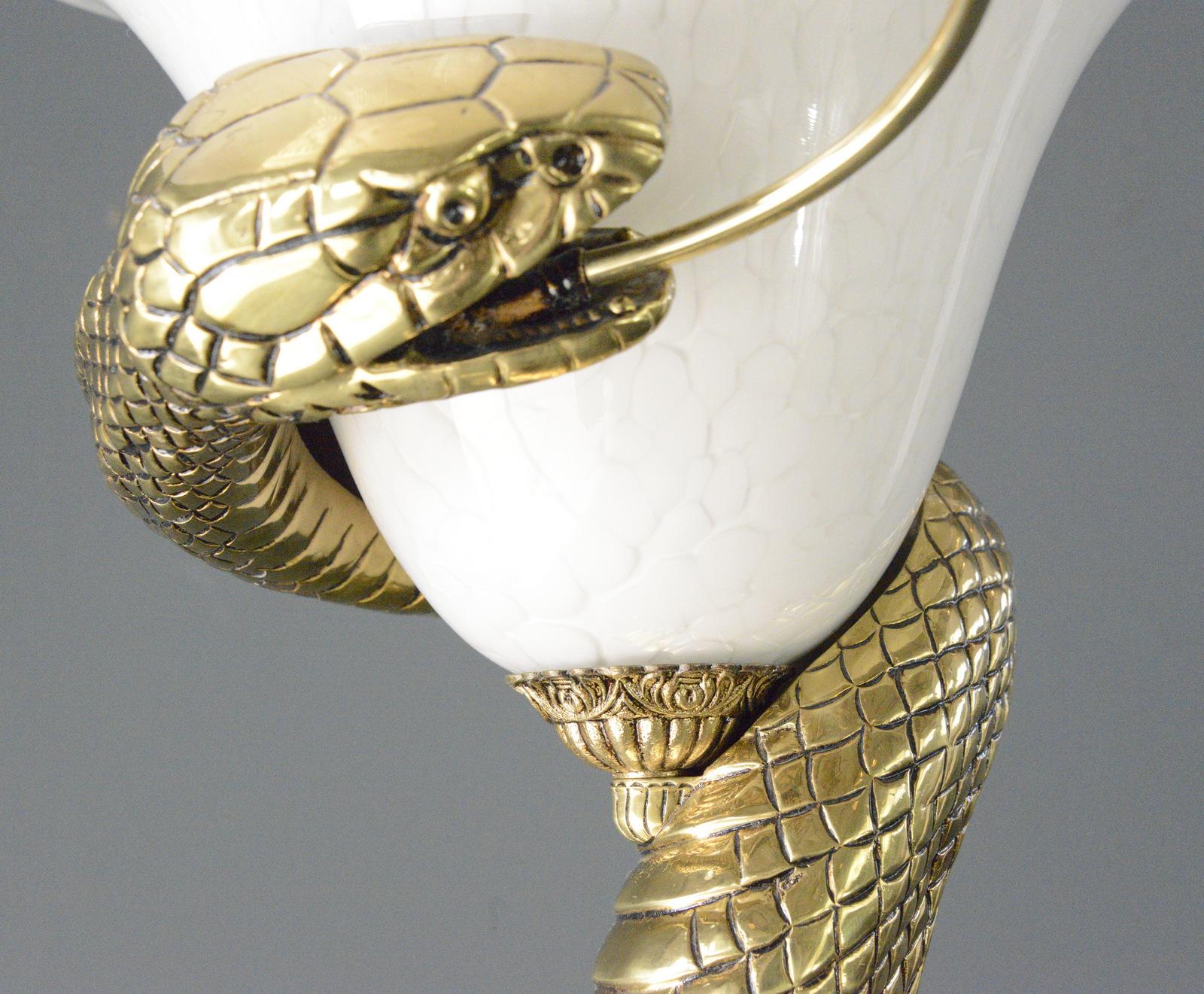 Lampada da terra a forma di serpente in bronzo fuso di Edgar Brandt in vendita 3