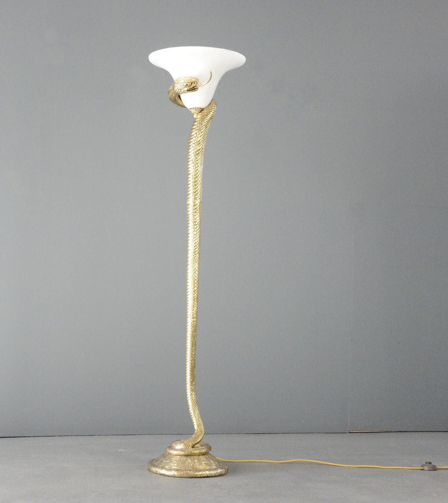 Lampada da terra a forma di serpente in bronzo fuso di Edgar Brandt in vendita 4