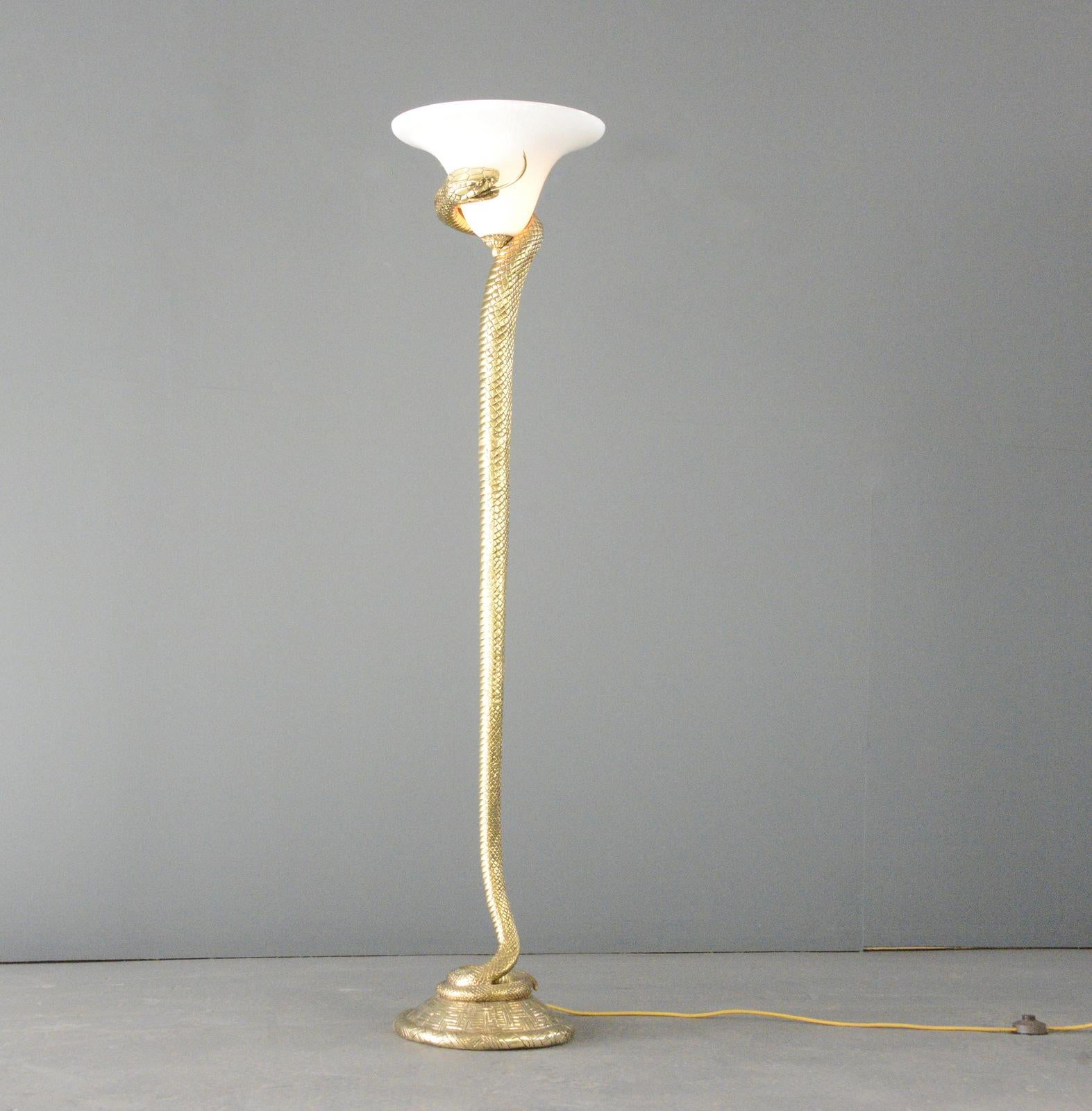 Francese Lampada da terra a forma di serpente in bronzo fuso di Edgar Brandt in vendita