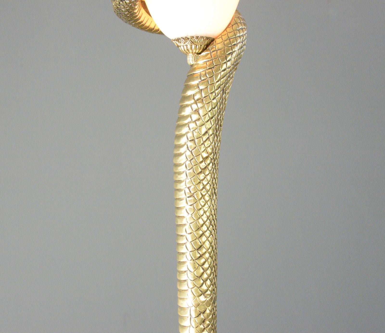 Metà XX secolo Lampada da terra a forma di serpente in bronzo fuso di Edgar Brandt in vendita