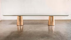 Cast Bronze Twin Pedestal Lacquered Modern Dining Table from Costantini, Benino