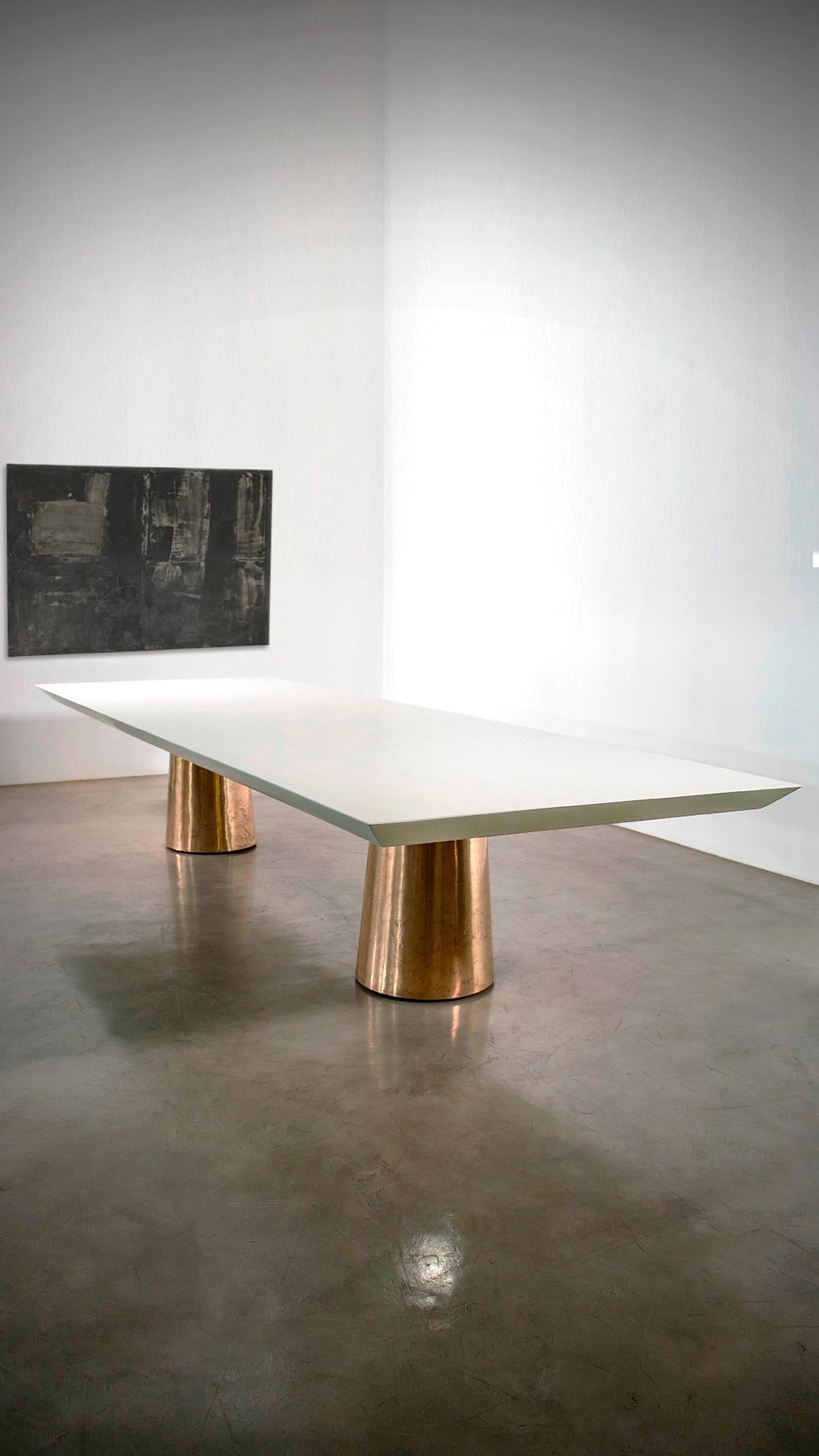 Cast Bronze Twin Pedestal Lacquered Modern Dining Table from Costantini, Benino For Sale 3