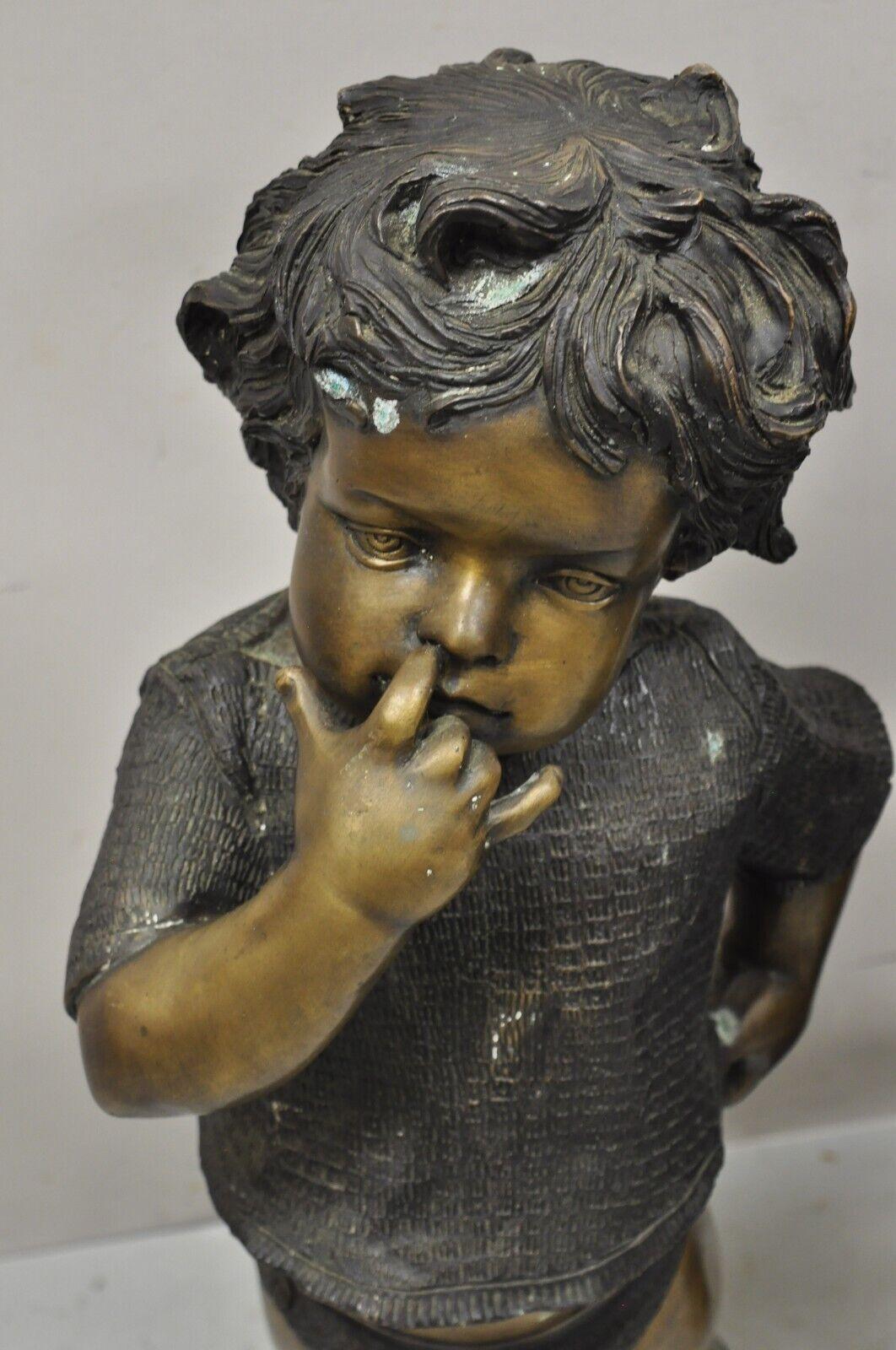 20th Century Cast Bronze Victorian Style Little Boy and Girl Statue Figure, a Pair For Sale