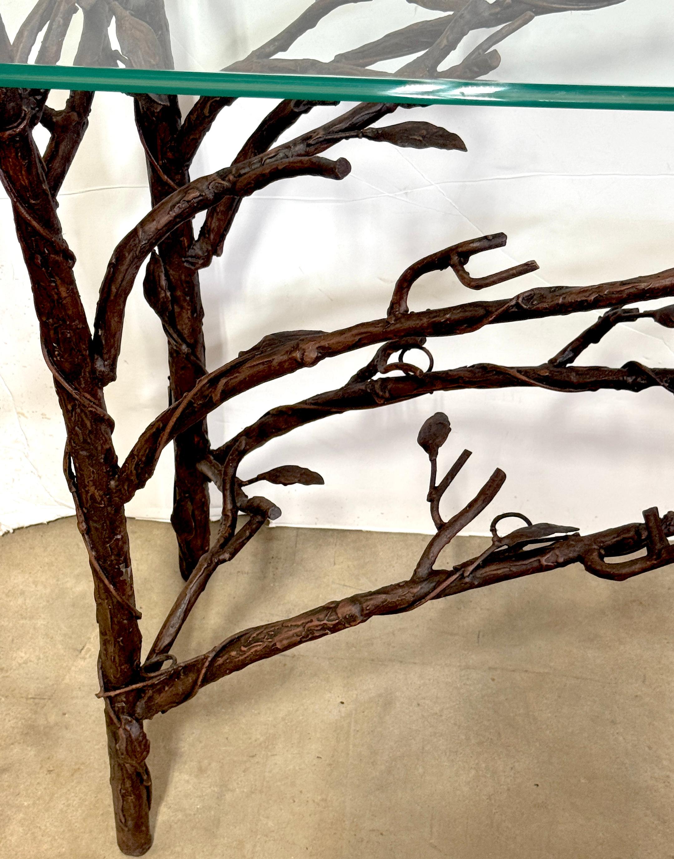 Cast Bronze Vine & Leaf Console Table , in the Style of Diego Giacometti For Sale 3