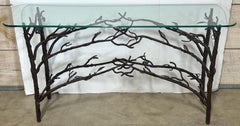 Cast Bronze Vine & Leaf Console Table , in the Style of Diego Giacometti