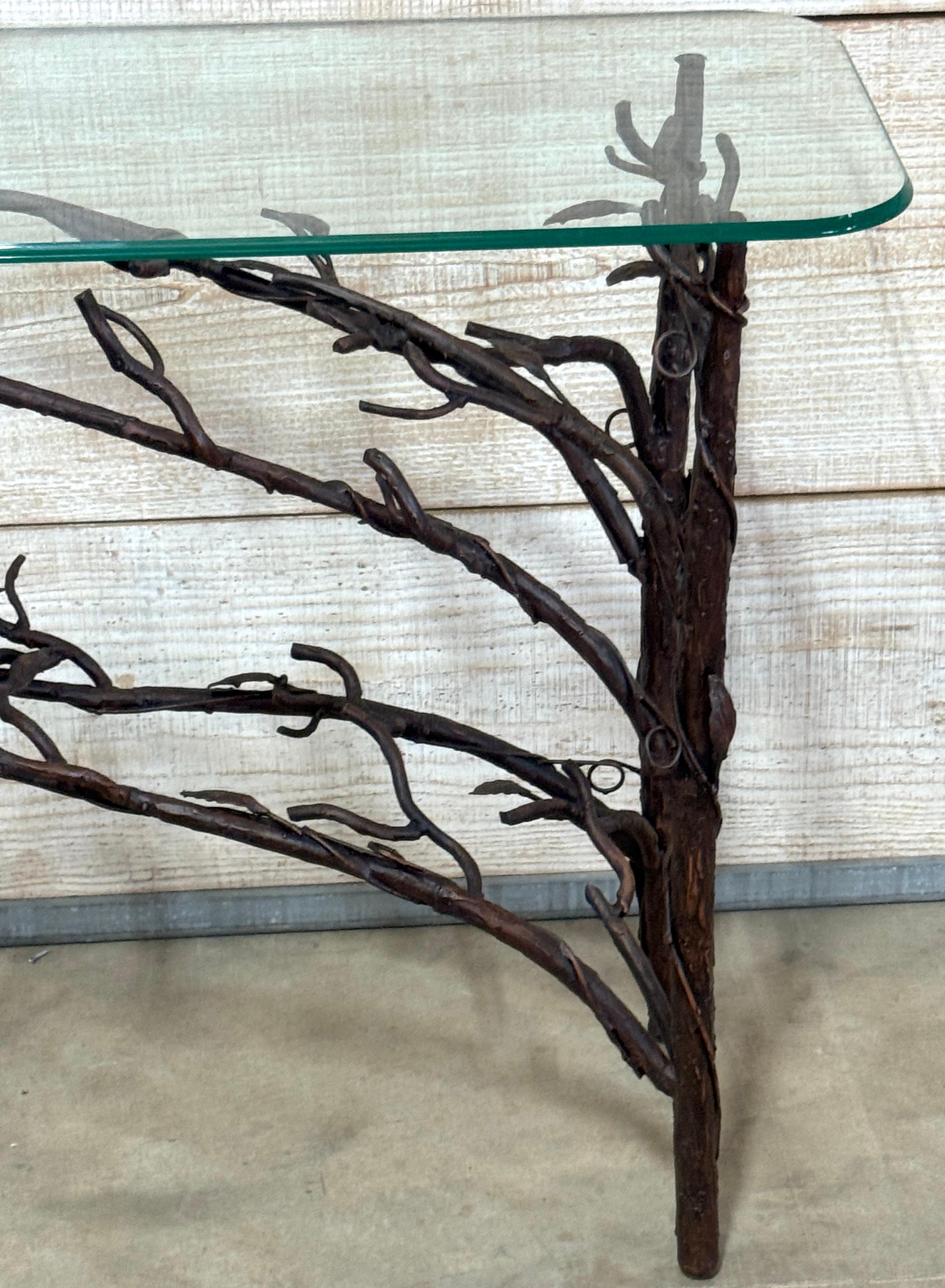Cast Bronze Vine & Leaf Console Table , in the Style of Diego Giacometti In Good Condition For Sale In West Palm Beach, FL