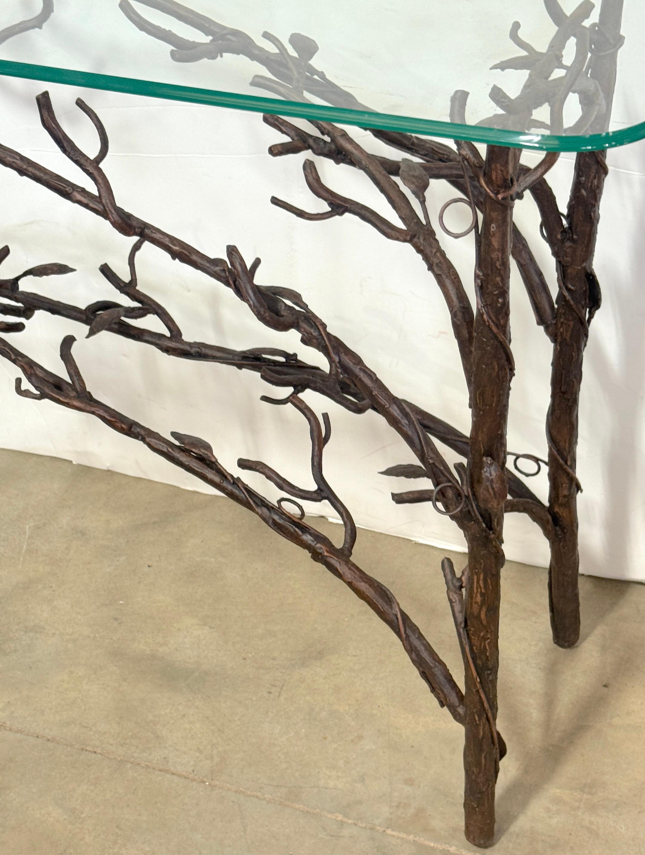 Cast Bronze Vine & Leaf Console Table , in the Style of Diego Giacometti For Sale 1
