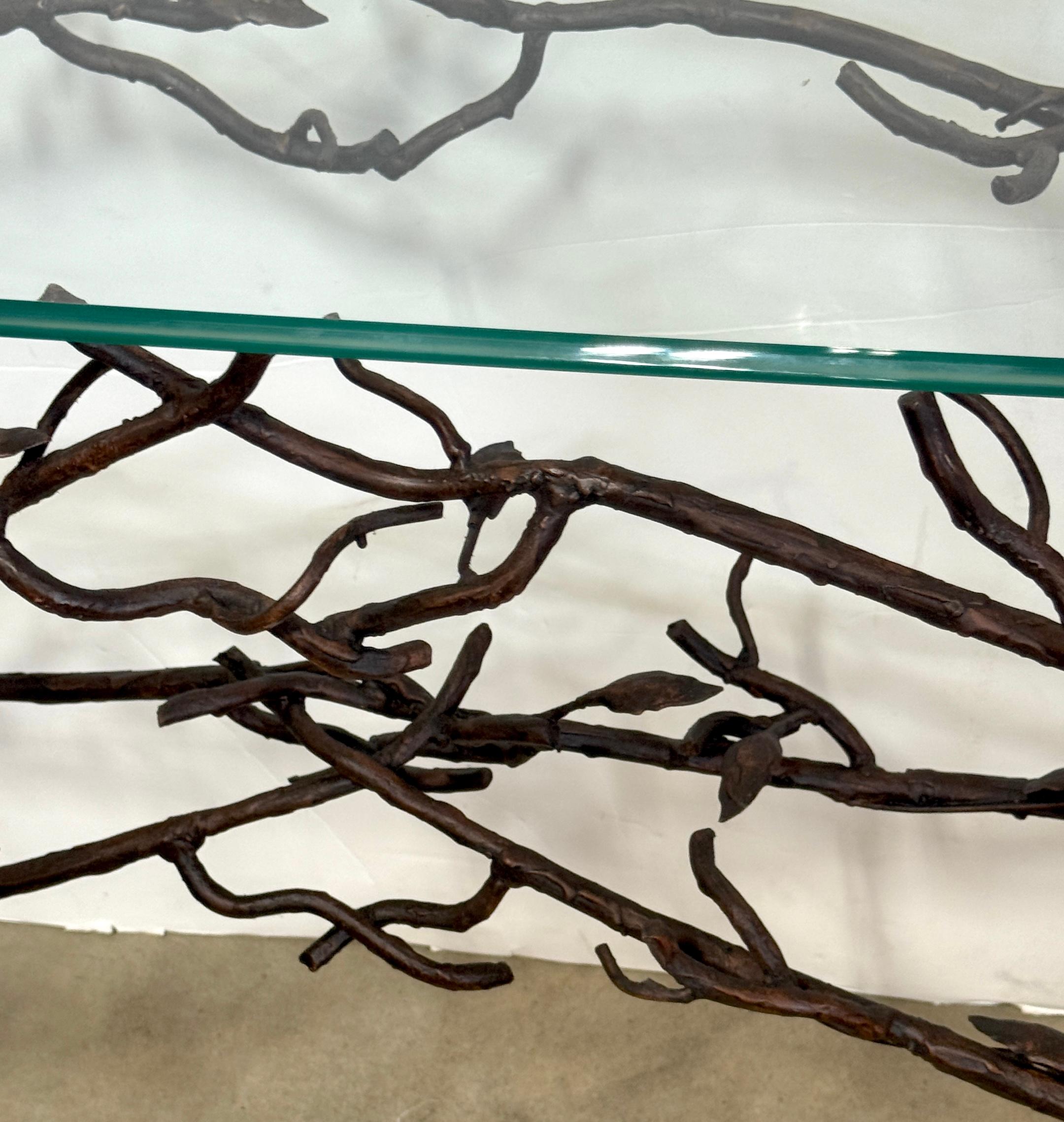 Cast Bronze Vine & Leaf Console Table , in the Style of Diego Giacometti For Sale 2