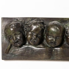 Cast Bronze Wall Sculpture with Seven Children Chorus.Europe, Early 20th Century