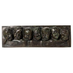 Antique Cast Bronze Wall Sculpture with Seven Children Chorus.Europe, Early 20th Century